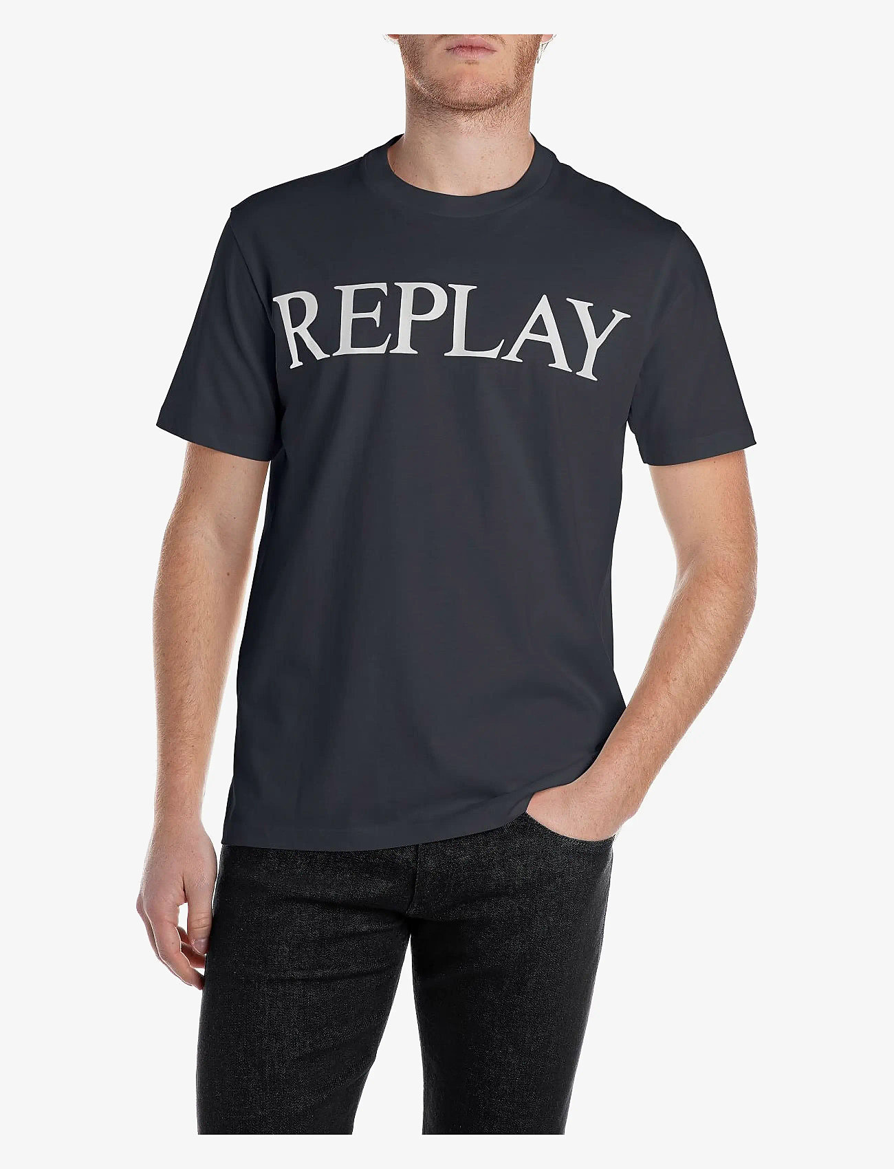 Replay - T-Shirt REGULAR Replay Basics - kurzärmelig - blue - 0