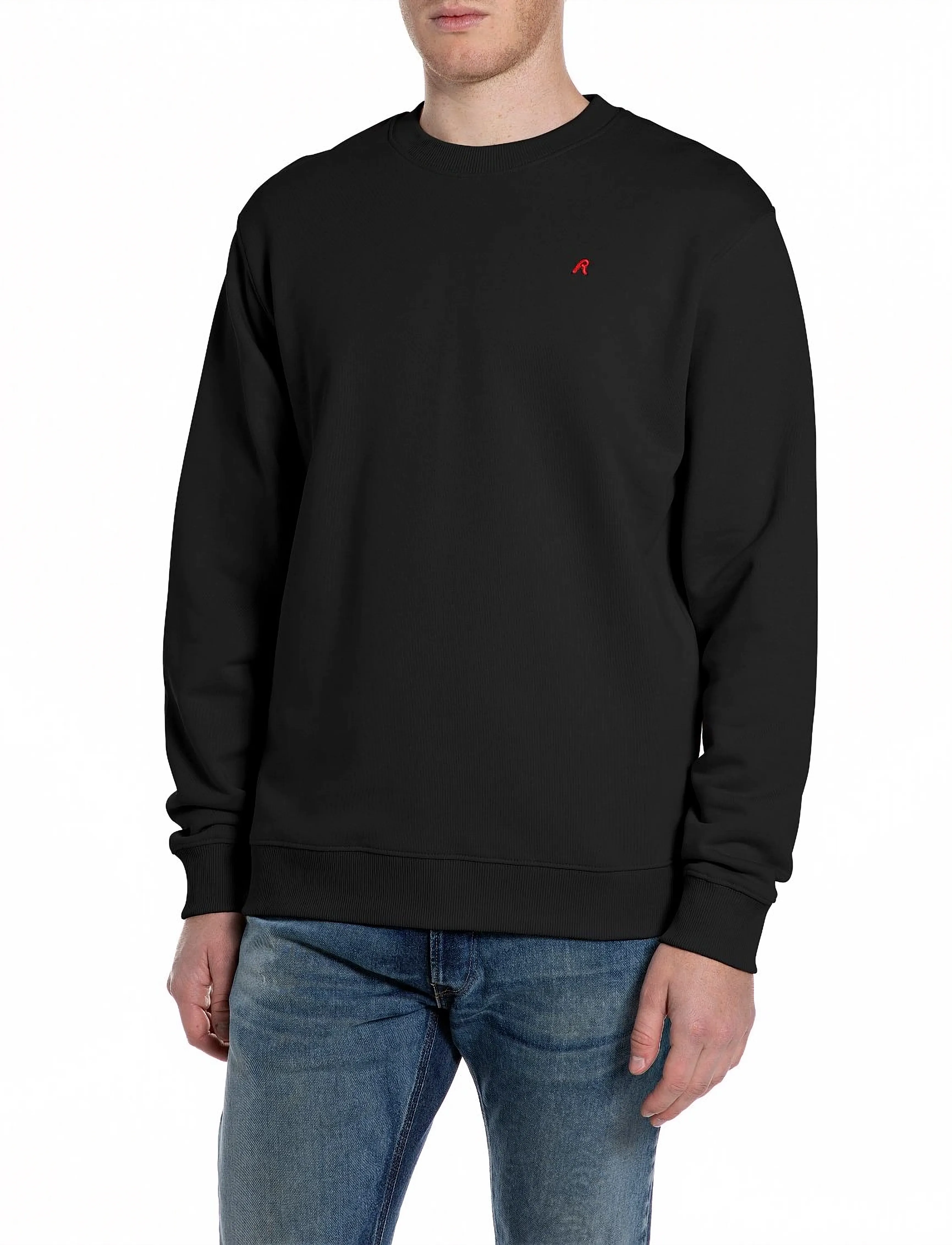 Replay Jumper REGULAR RED LOGO - Sweatshirts - BLACK / black