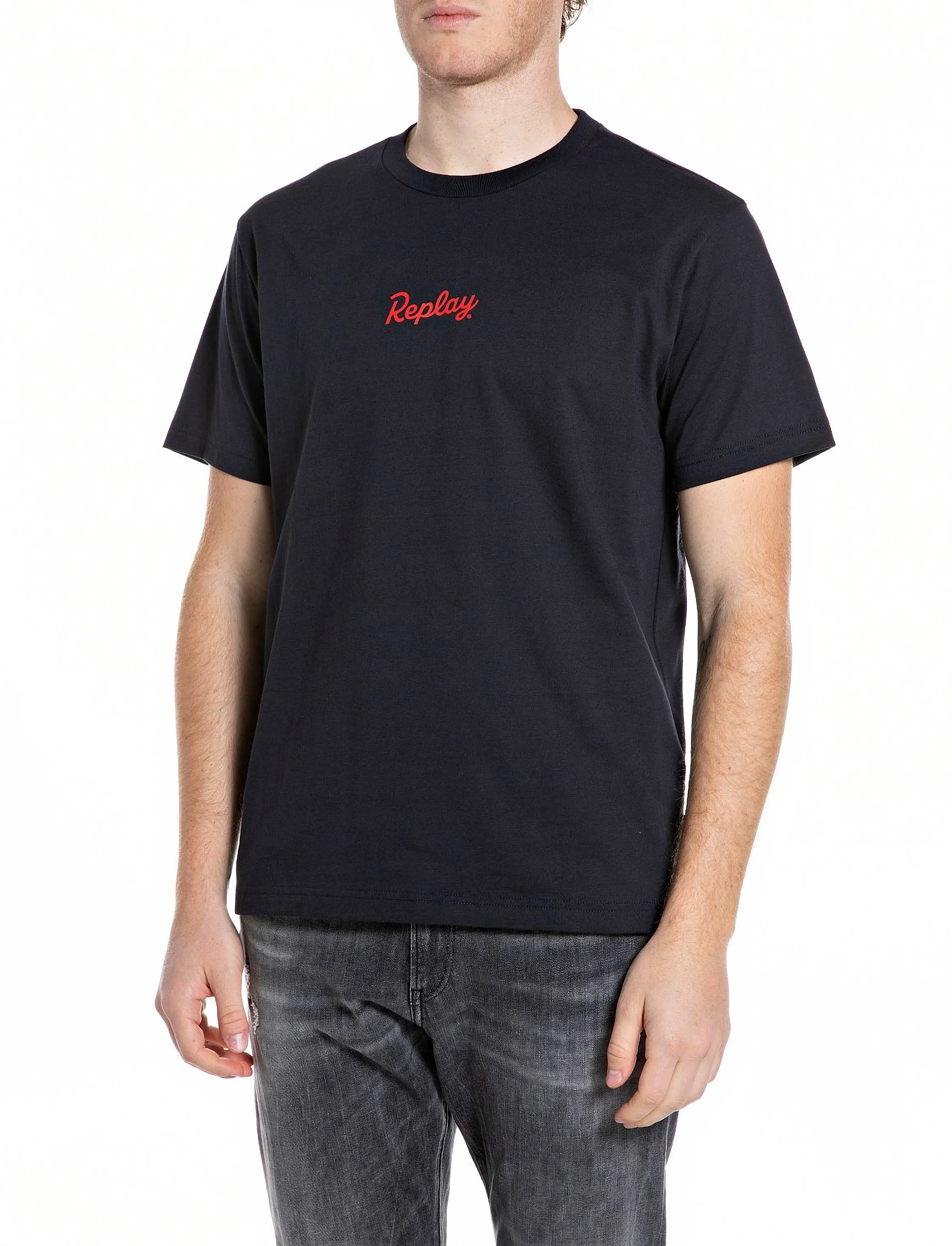 Replay T-Shirt REGULAR - Riided - NAVY / navy