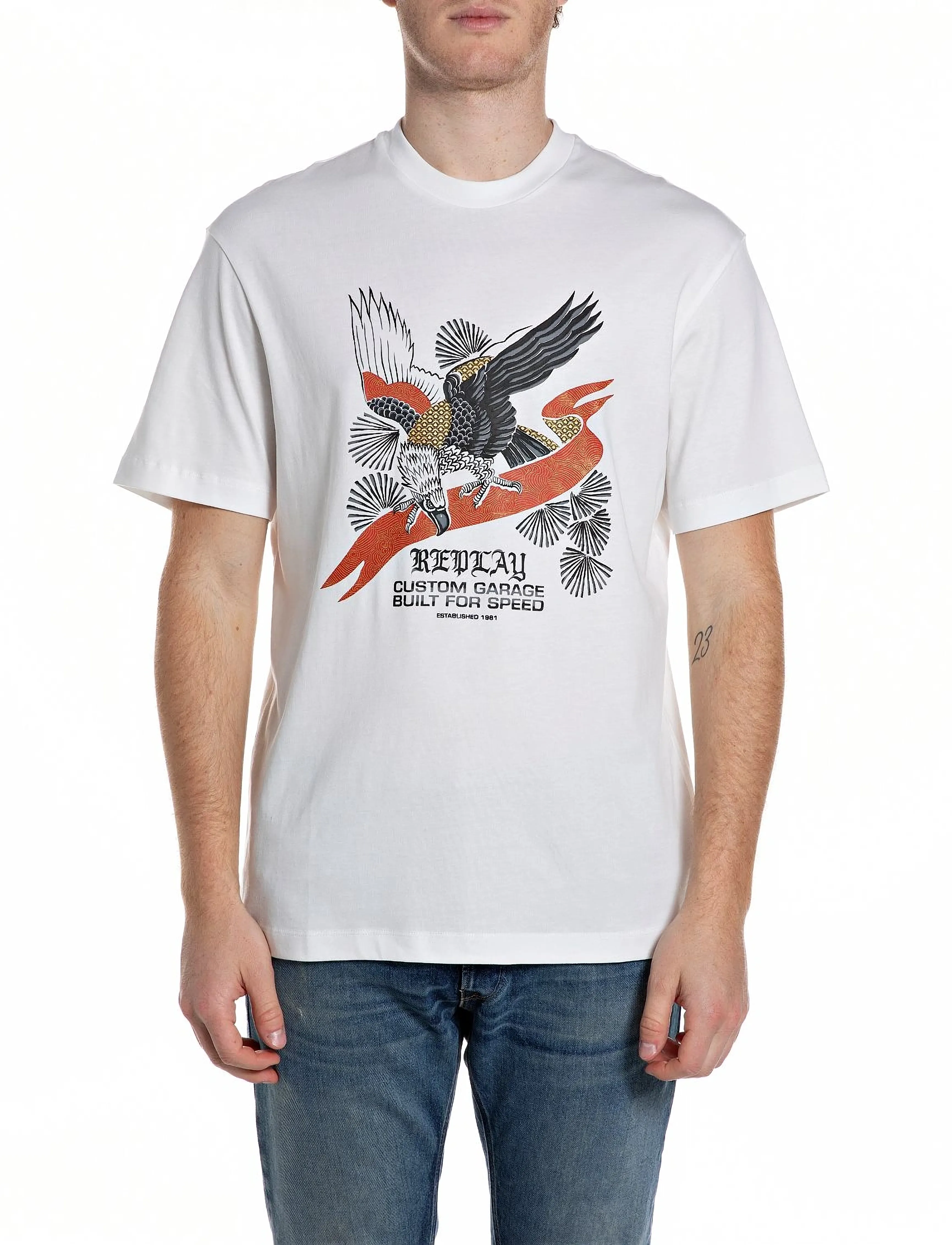 Replay T-Shirt RELAXED - T-Shirts - WHITE / cream