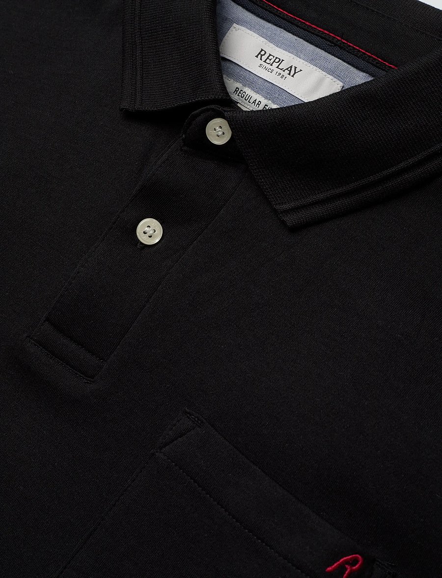 Replay - Polo REGULAR JERSEY BLACK - lühikeste varrukatega polod - black - 4