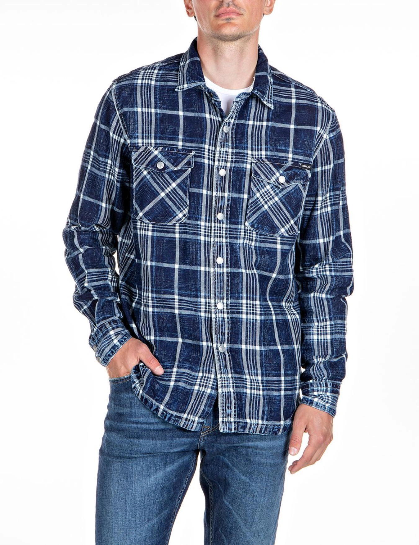 Replay - Shirt - indigo/natural white - 2