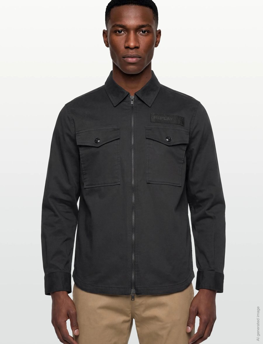 Replay - Shirt RELAXED REGULAR - overshirts - black - 3