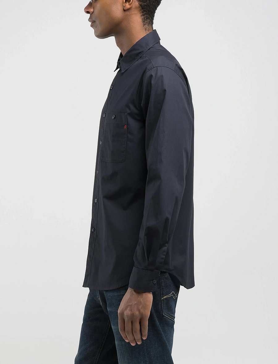 Replay - REGULAR POPELINE Shirt - vabaajasärgid - blue - 4