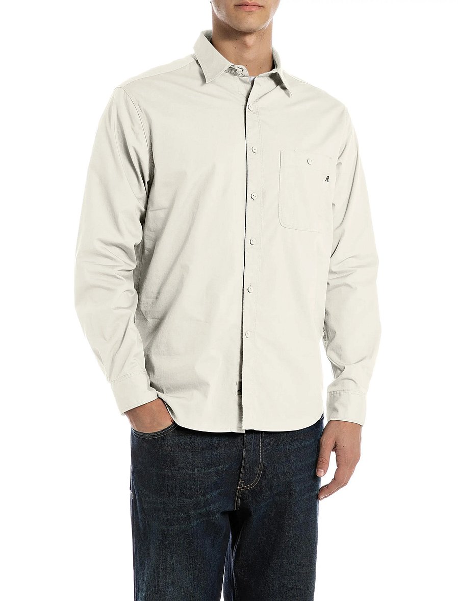 Replay - REGULAR POPELINE Shirt - freizeithemden - white - 0