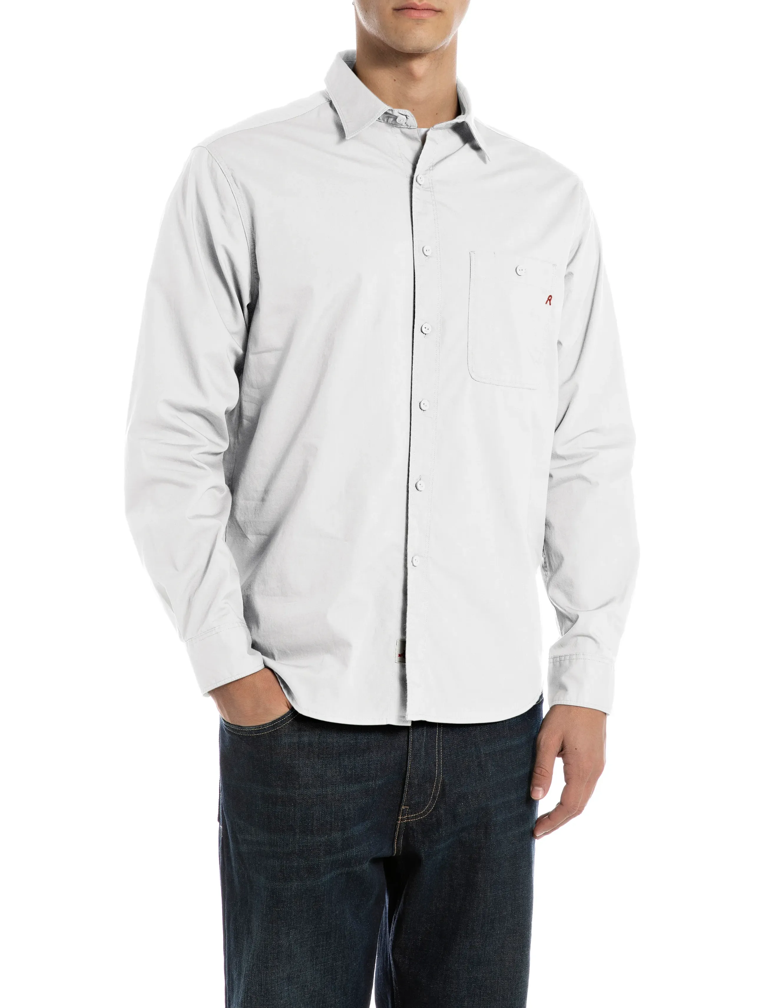 Replay REGULAR   POPELINE Shirt - Vabaajasärgid - WHITE / white