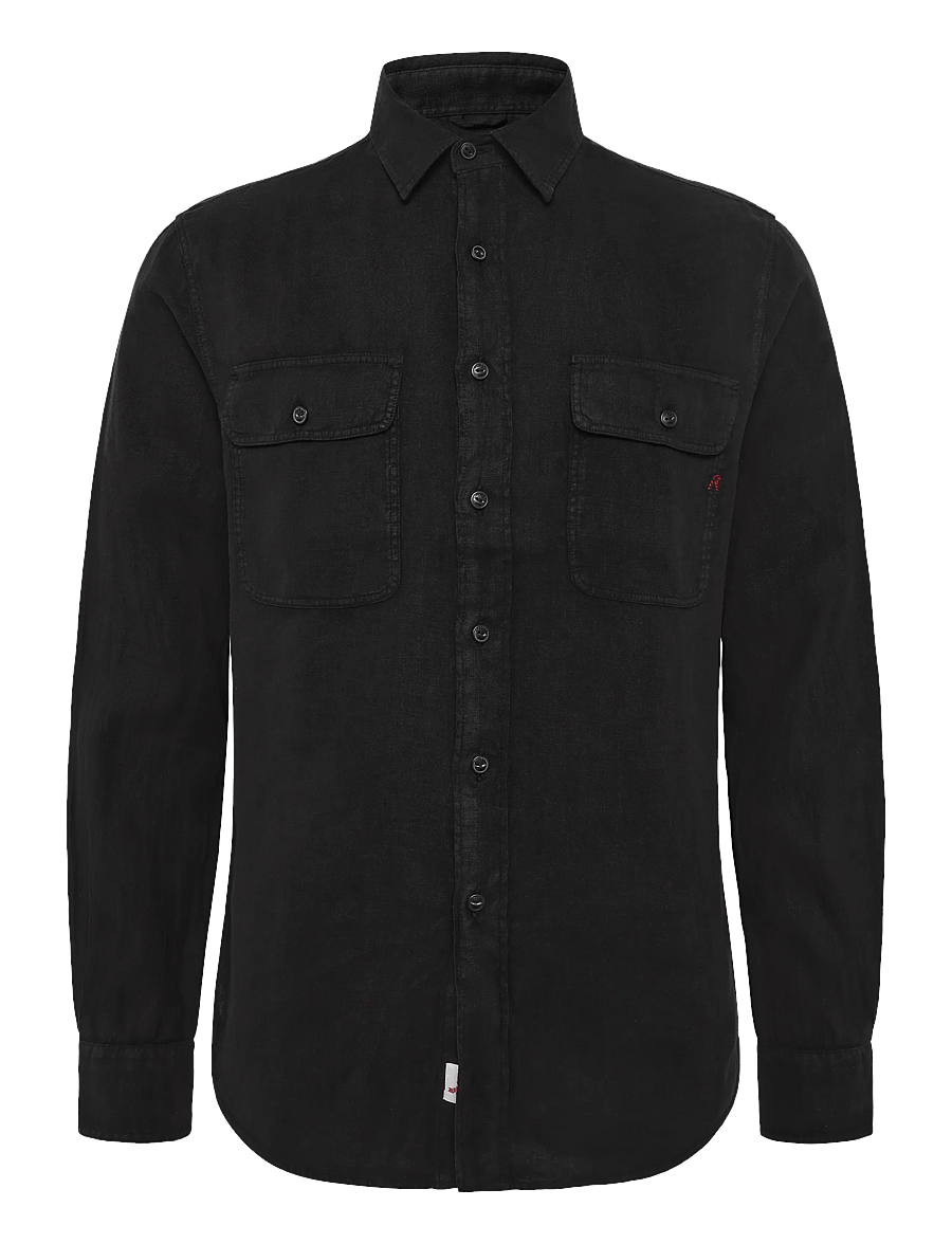 Replay - REGULAR LINEN Shirt - freizeithemden - black - 1