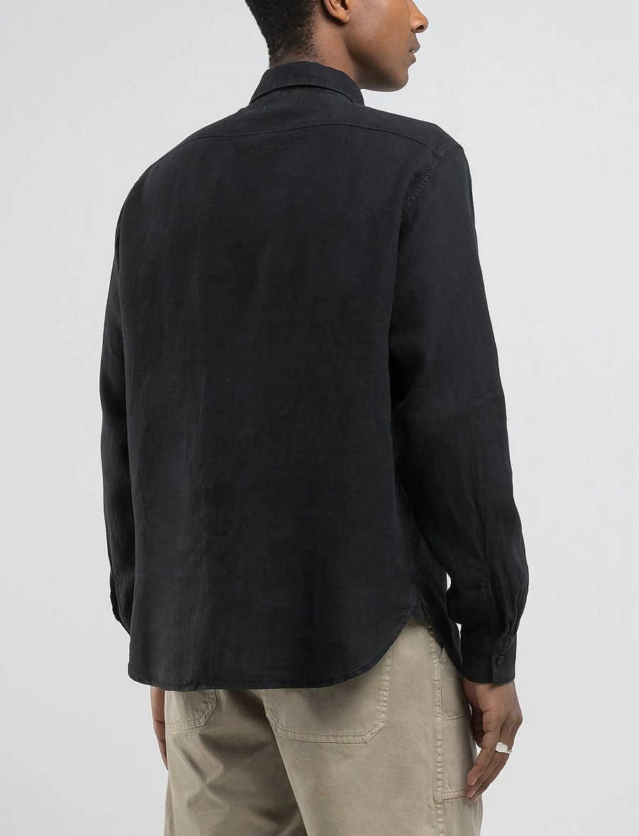 Replay - REGULAR LINEN Shirt - freizeithemden - black - 3