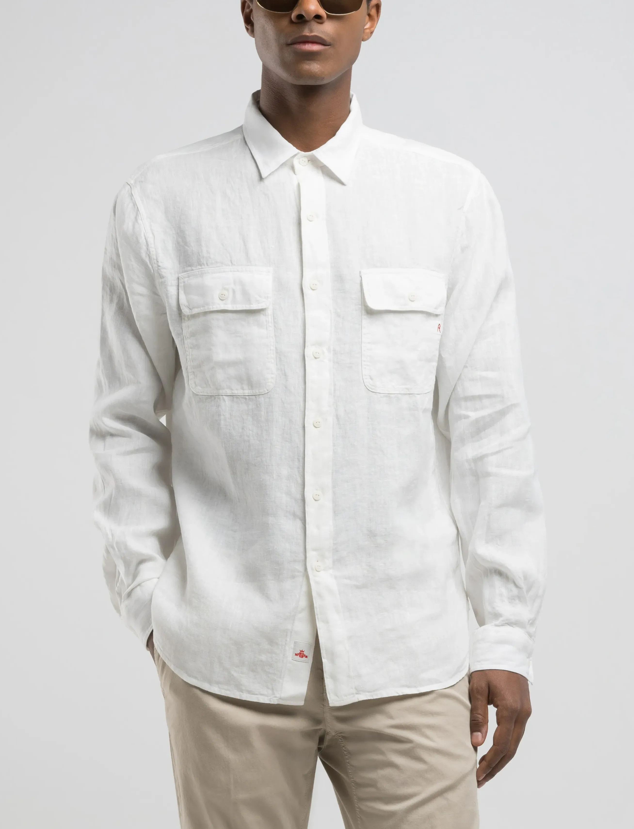 Replay REGULAR   LINEN Shirt - Kampanj - WHITE / white