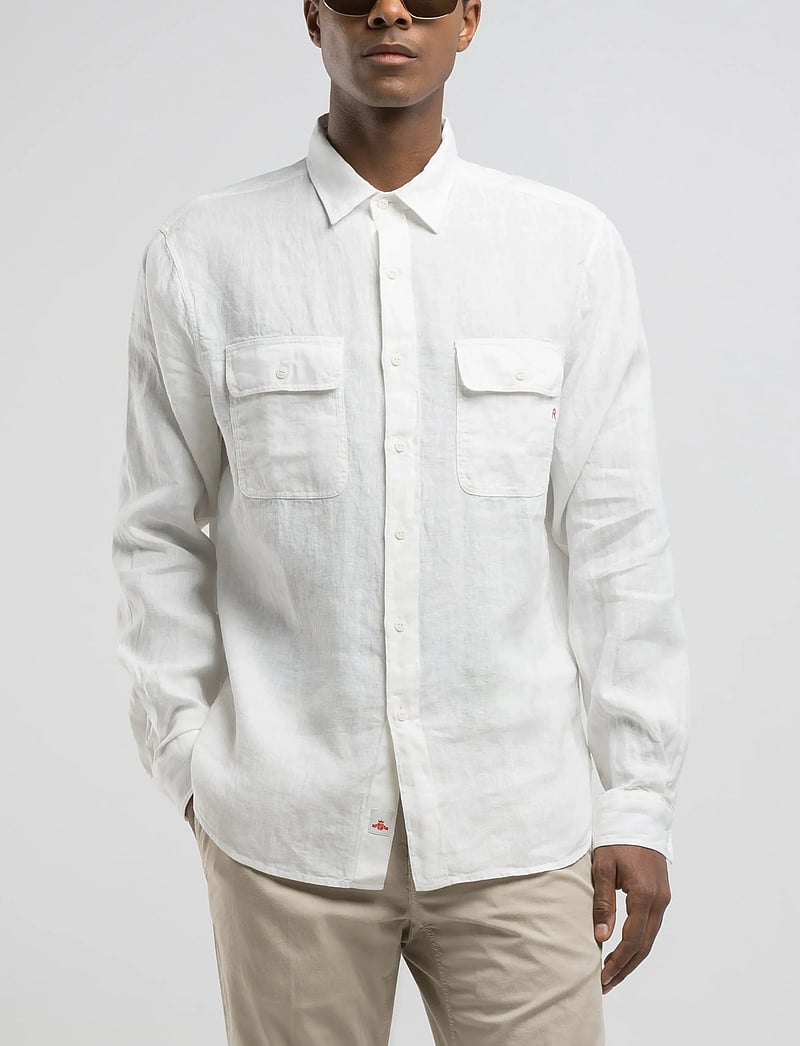 Replay - REGULAR LINEN Shirt - casual skjorter - white - 0
