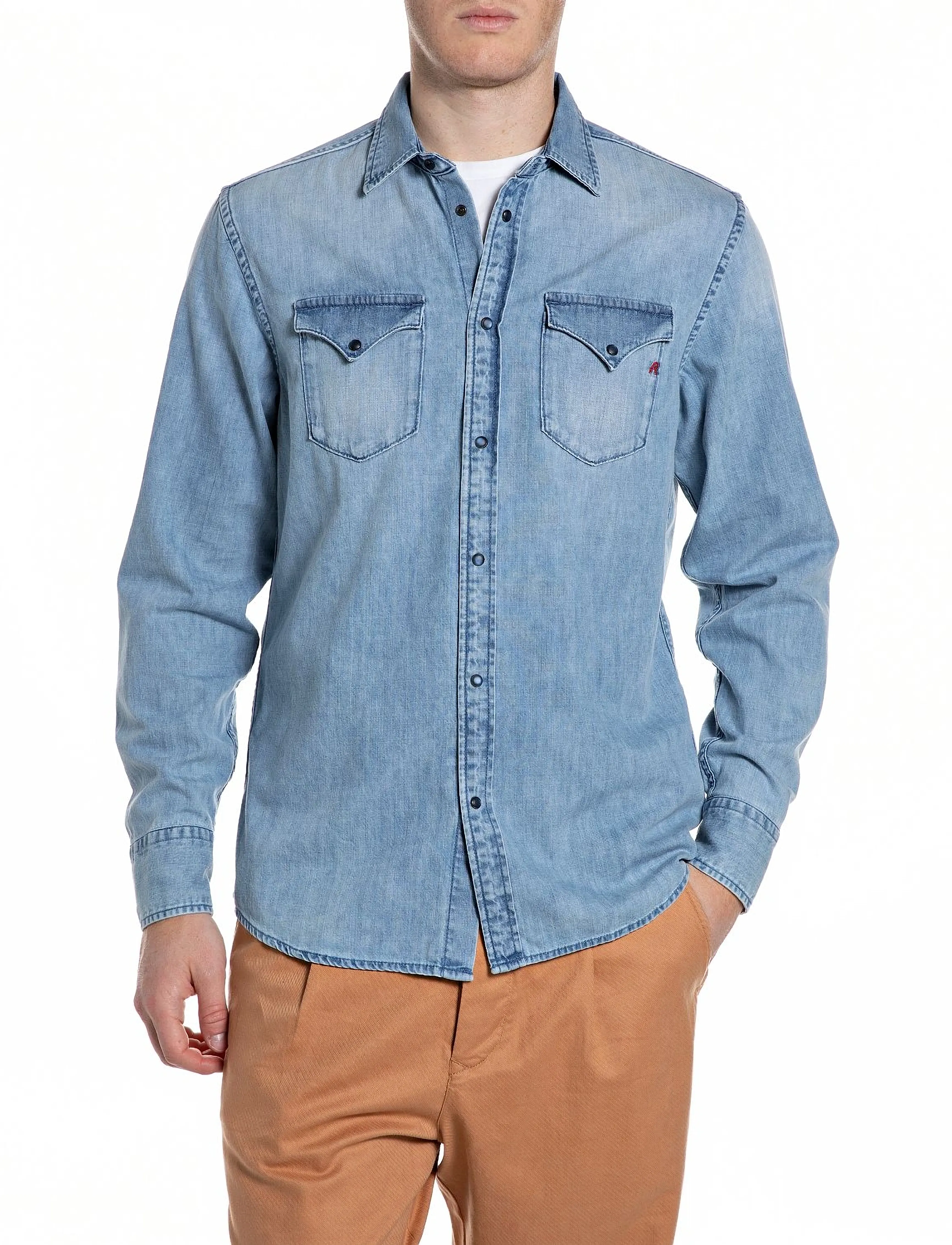 Replay Shirt Regular, XXL, Shirts, Blau - Denim Männerswear
