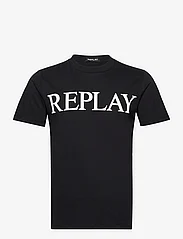 Replay - T-Shirt REGULAR PURE LOGO - kortärmade t-shirts - black - 0