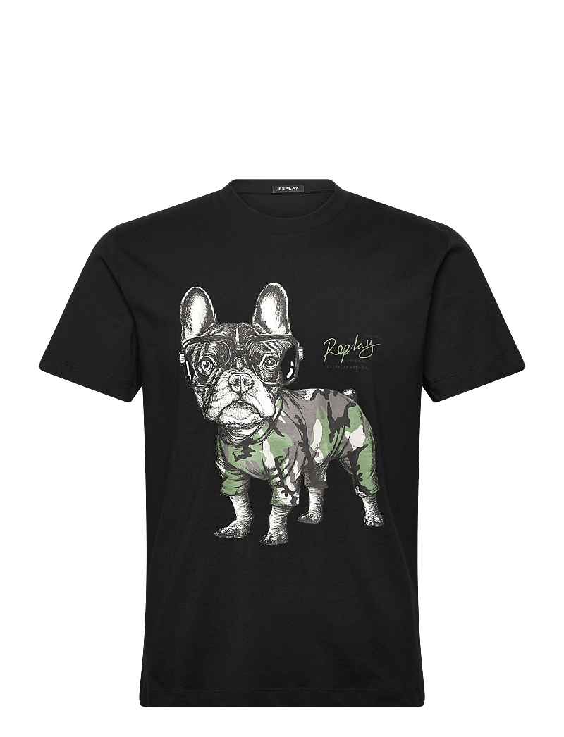 Replay - T-Shirt REGULAR - short-sleeved t-shirts - black - 0