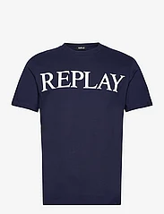 Replay - T-Shirt REGULAR PURE LOGO - kortærmede t-shirts - blue - 0