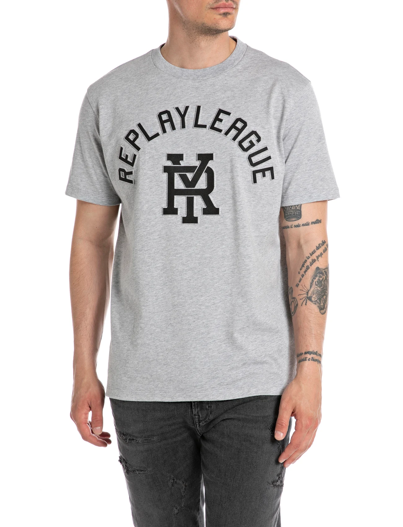 Replay - T-Shirt REGULAR - lühikeste varrukatega t-särgid - grey - 1