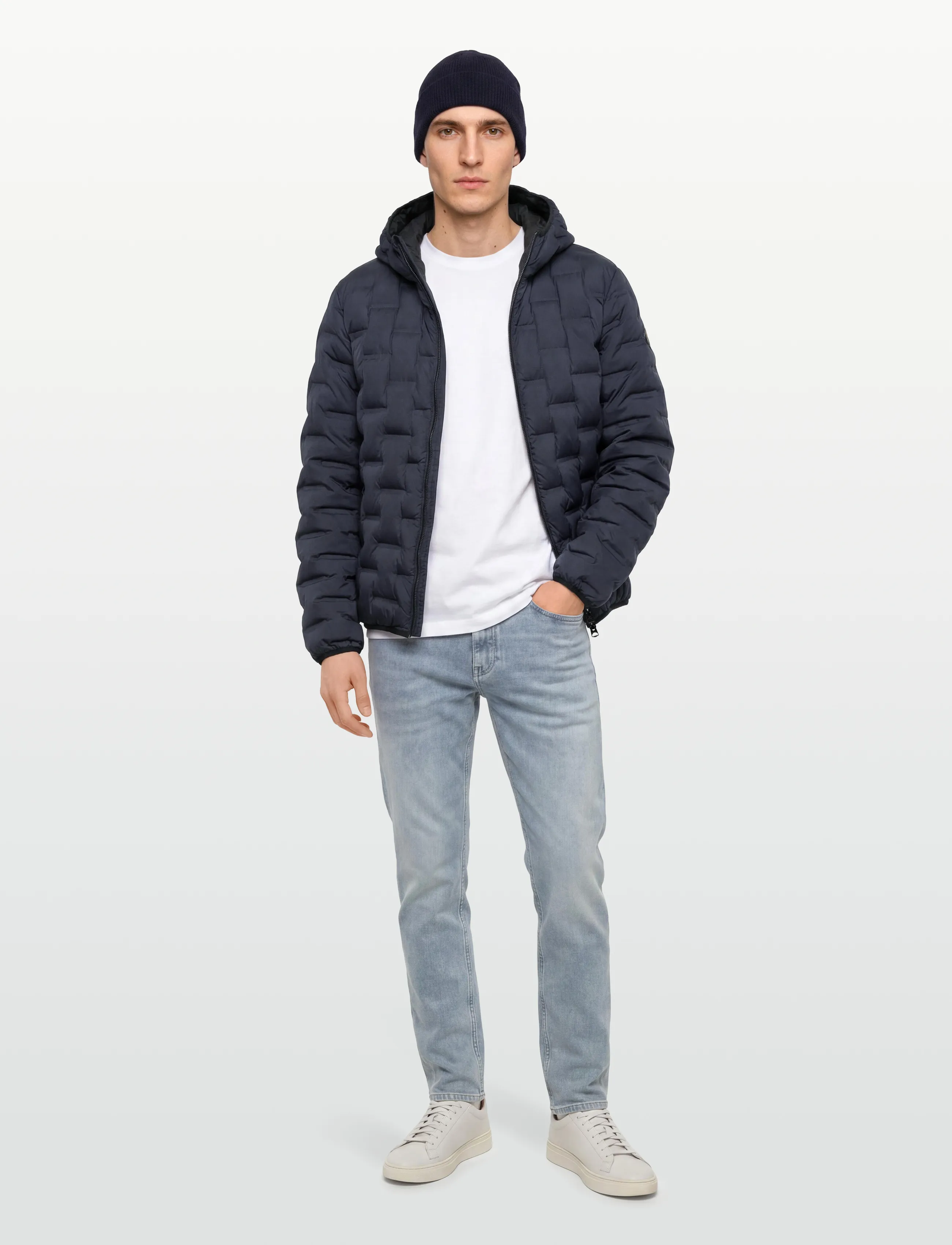 Replay Jacket Regular_Slim, Mænd, Hætte Dunjakke, Navy, Str: M