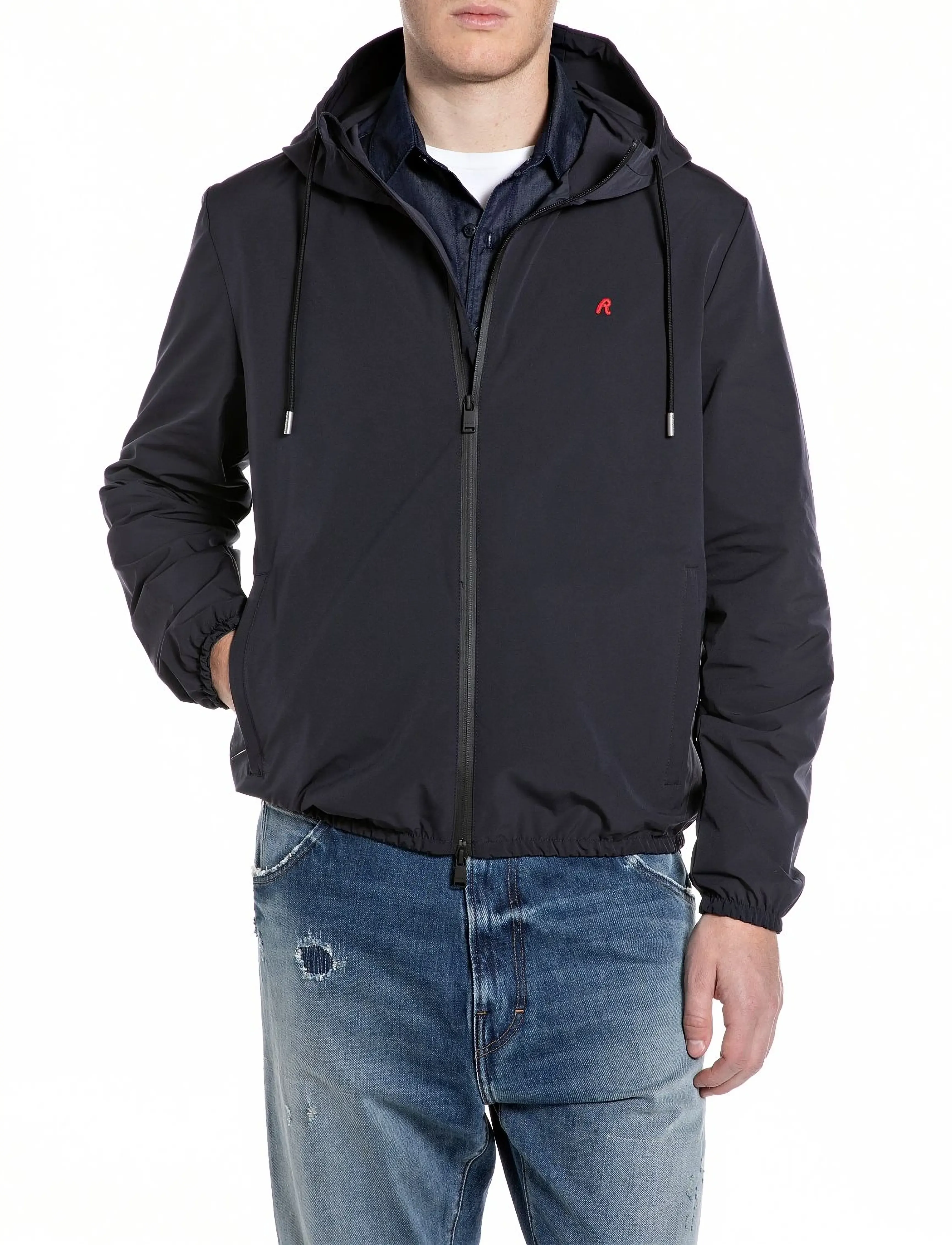 Replay Jacket Regular Red Logo, XL, Jackets, Schwarz - Anoraks, Männerswear