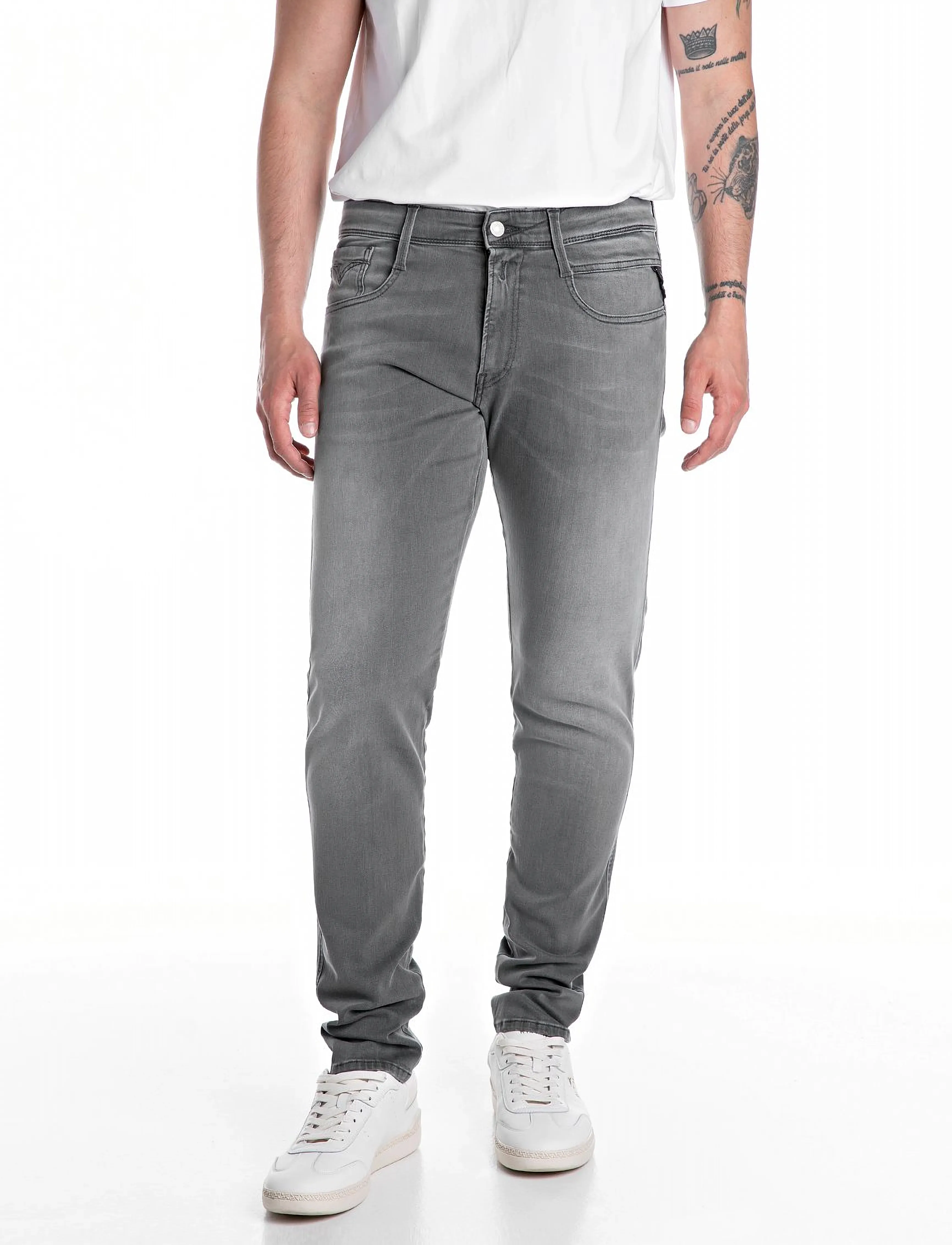Replay Anbass Trousers Slim C-Stretch, 34 x 30, Grey, Jeans > Smalle, Herre