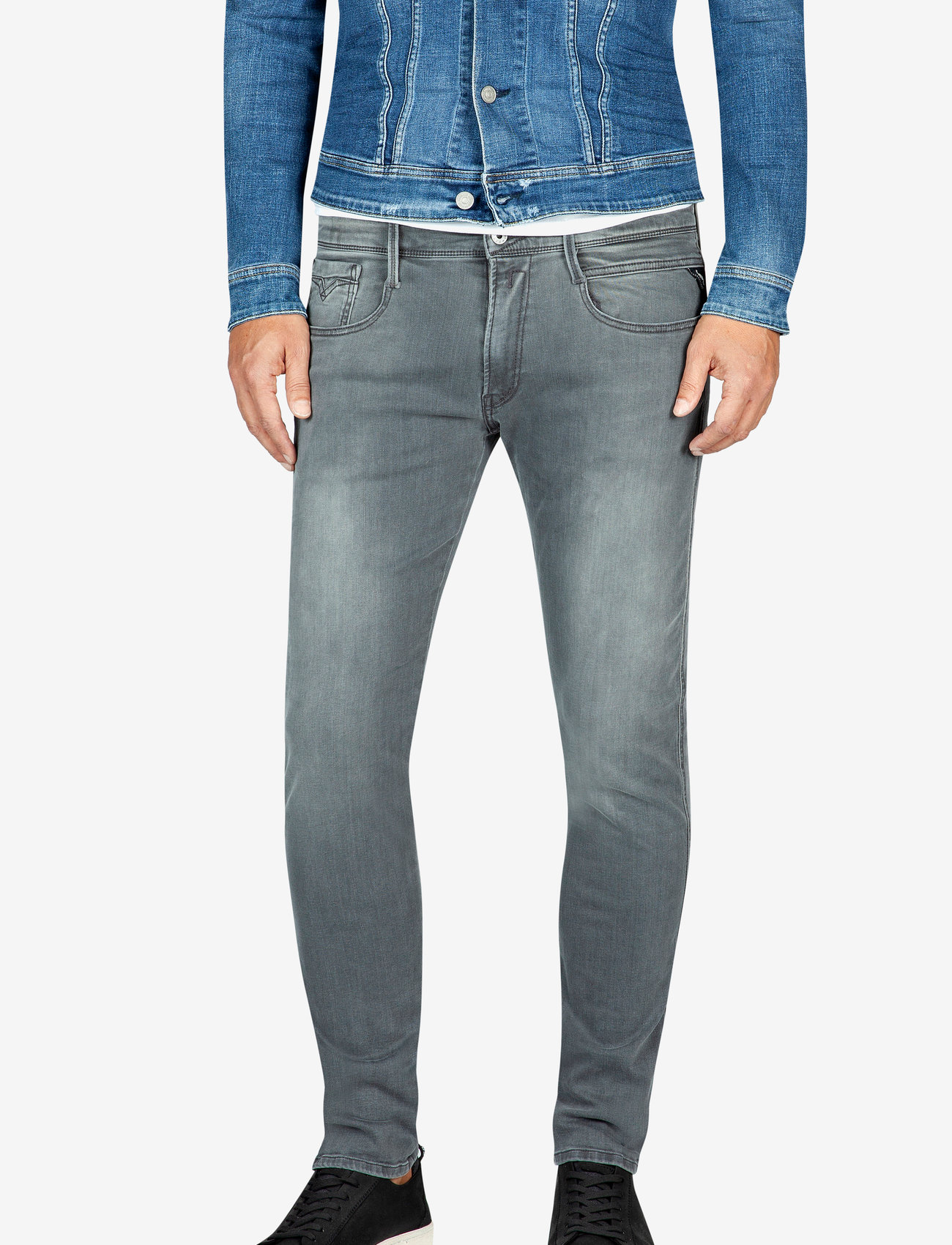 Replay - ANBASS Trousers SLIM C-Stretch - slim jeans - medium grey - 1