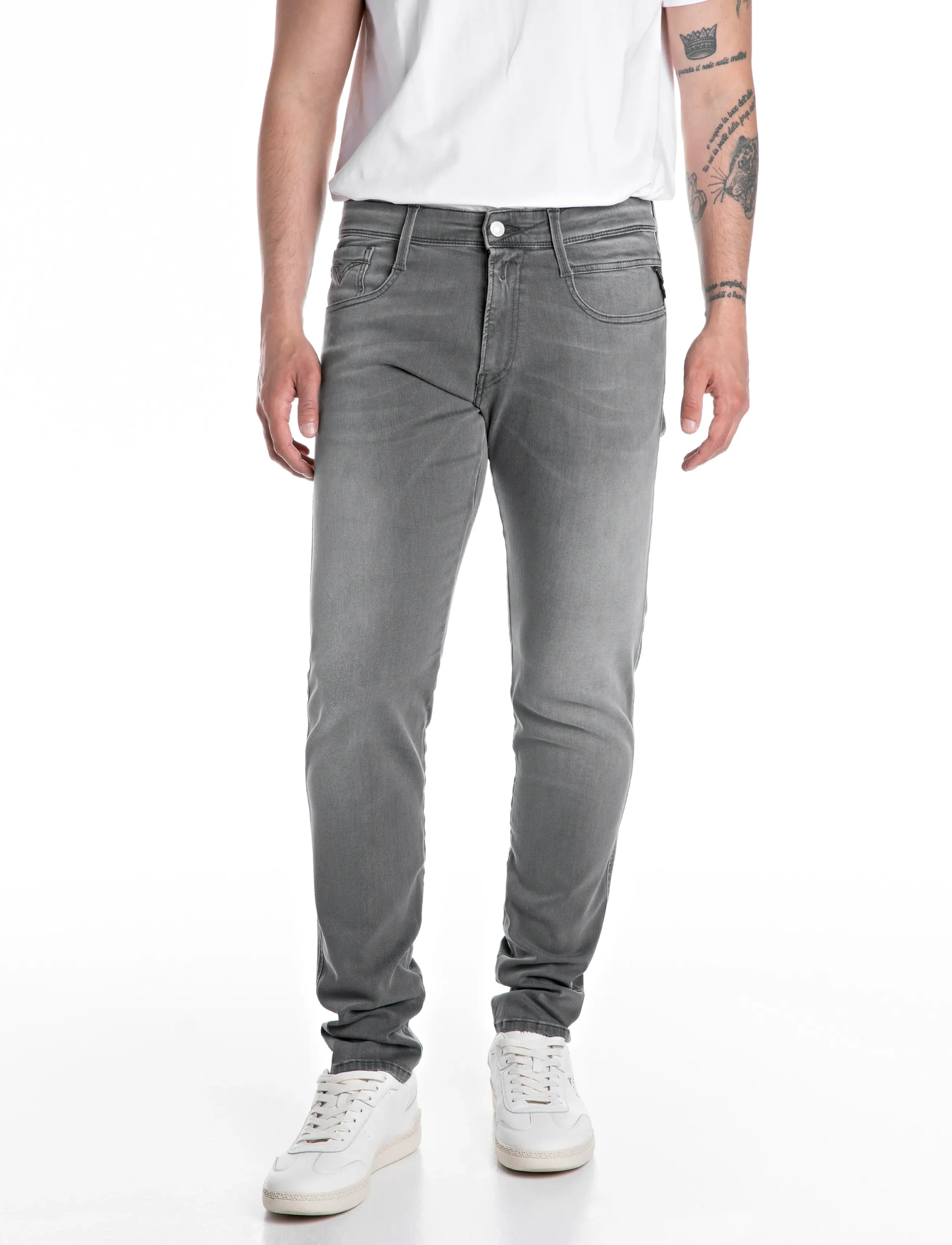 Replay - ANBASS Trousers SLIM C-Stretch - slim jeans - medium grey - 1