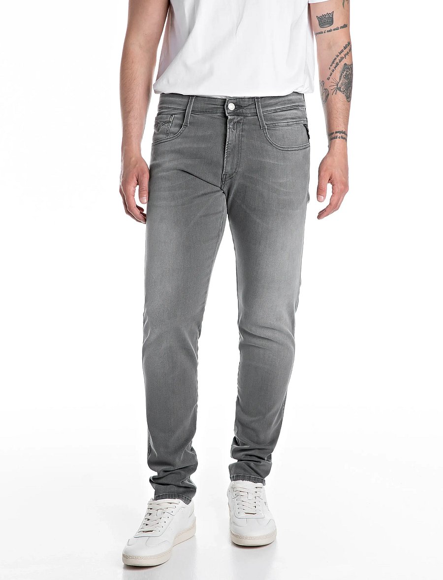 Replay - ANBASS Trousers SLIM C-Stretch - slim jeans - medium grey - 1