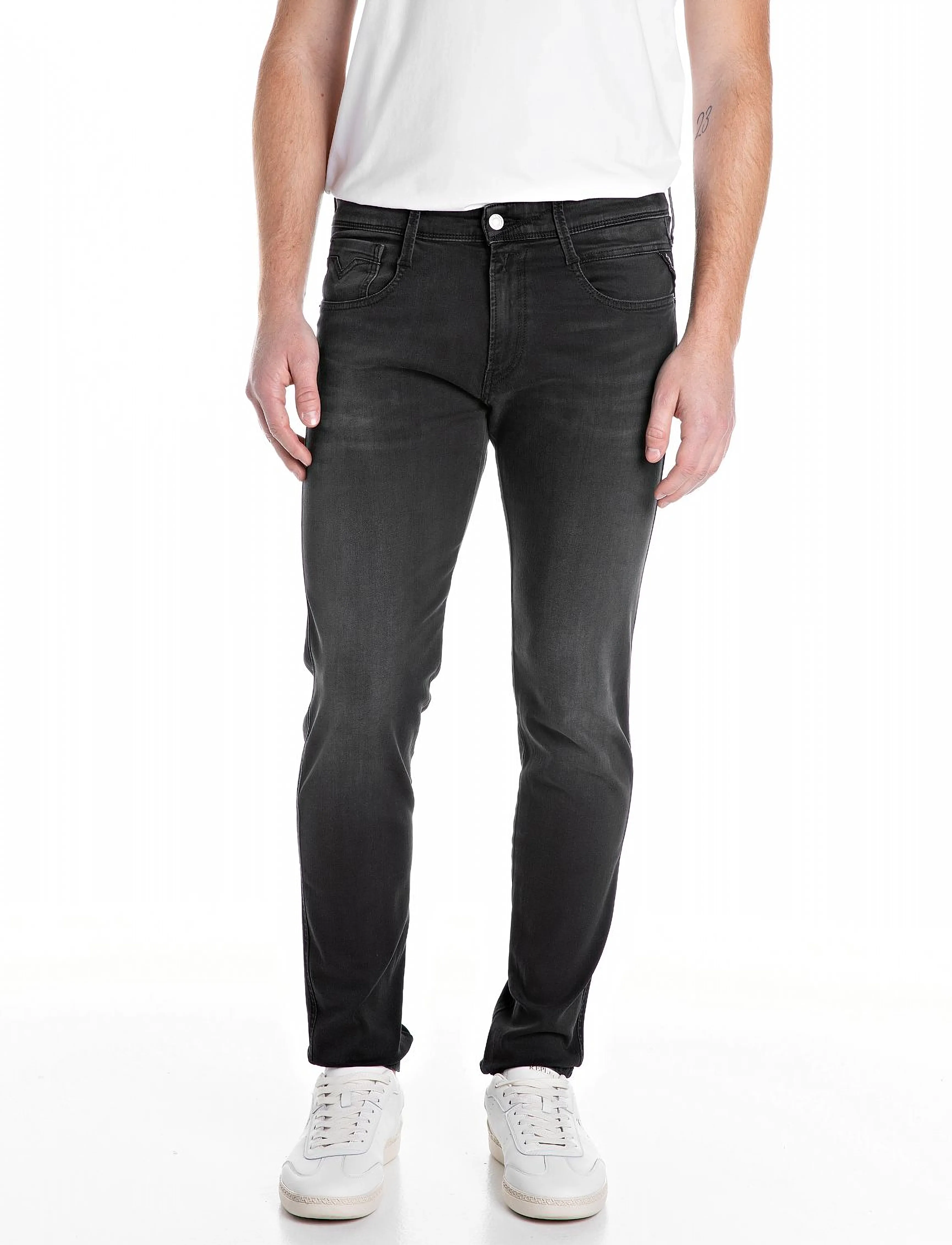 Replay - ANBASS Trousers SLIM C-Stretch - trousers & jeans - grey - 1