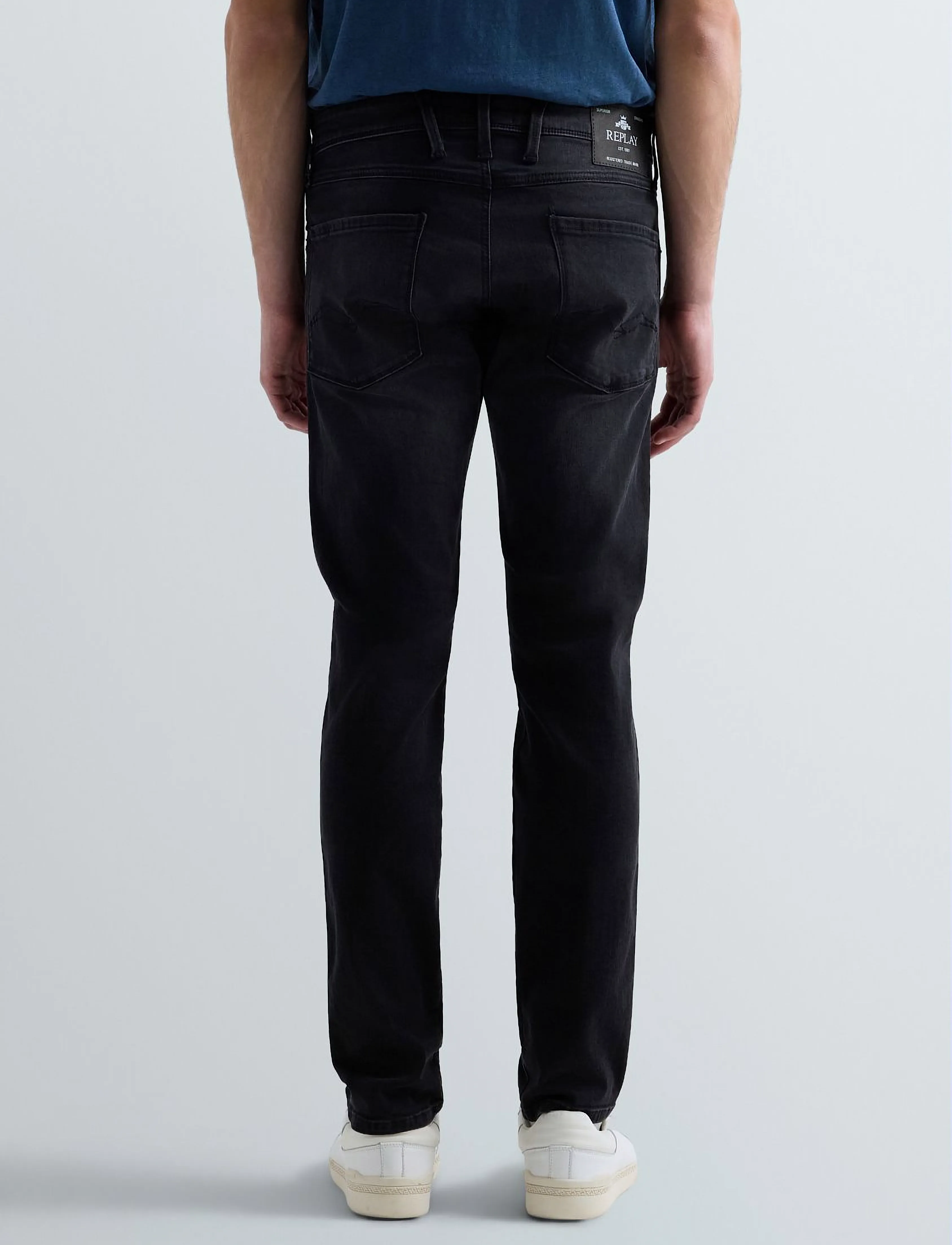 Replay ANBASS Trousers SLIM C-Stretch - Tänavastiil - GREY / black