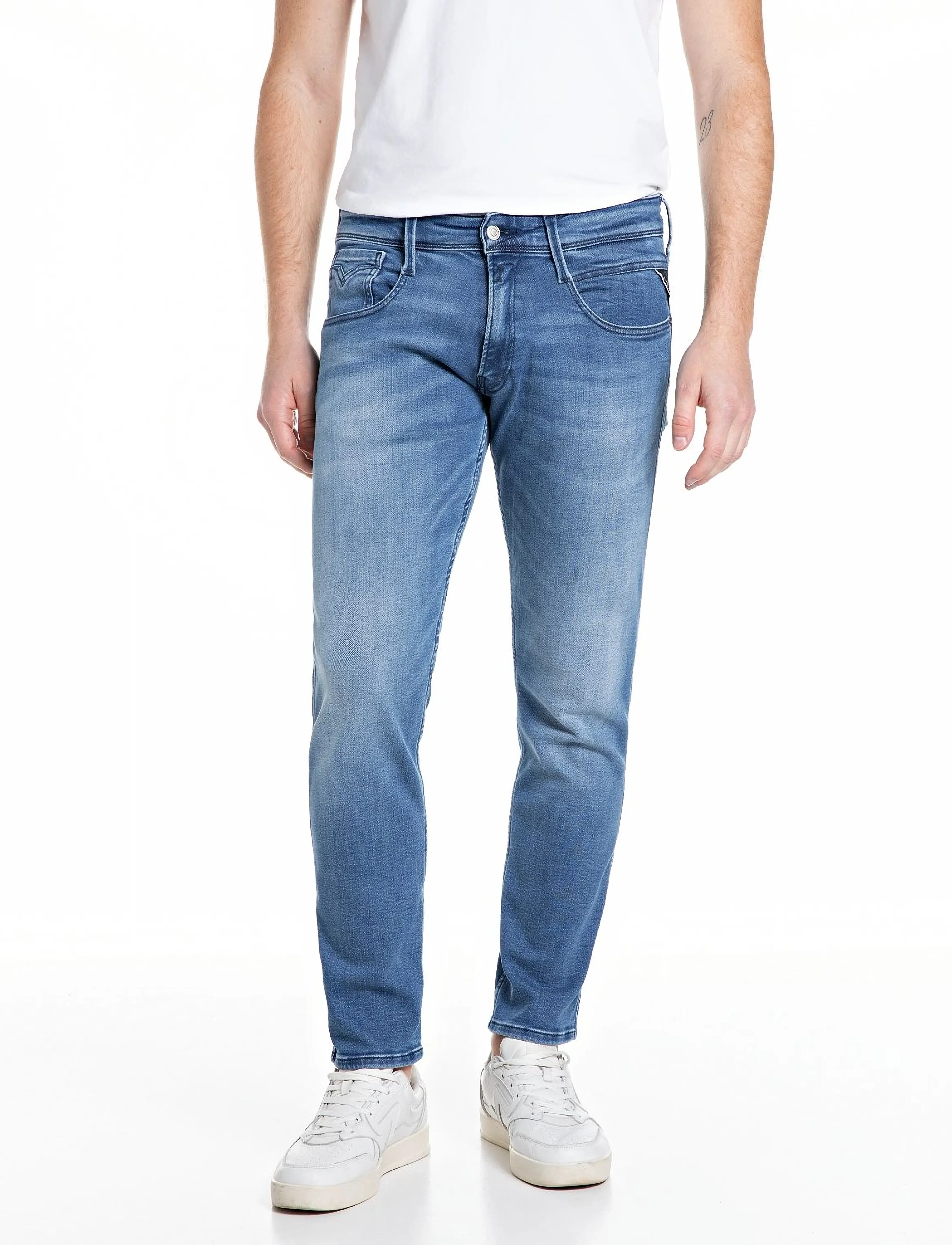 Replay - ANBASS Trousers SLIM C-Stretch - slim jeans - medium blue - 1