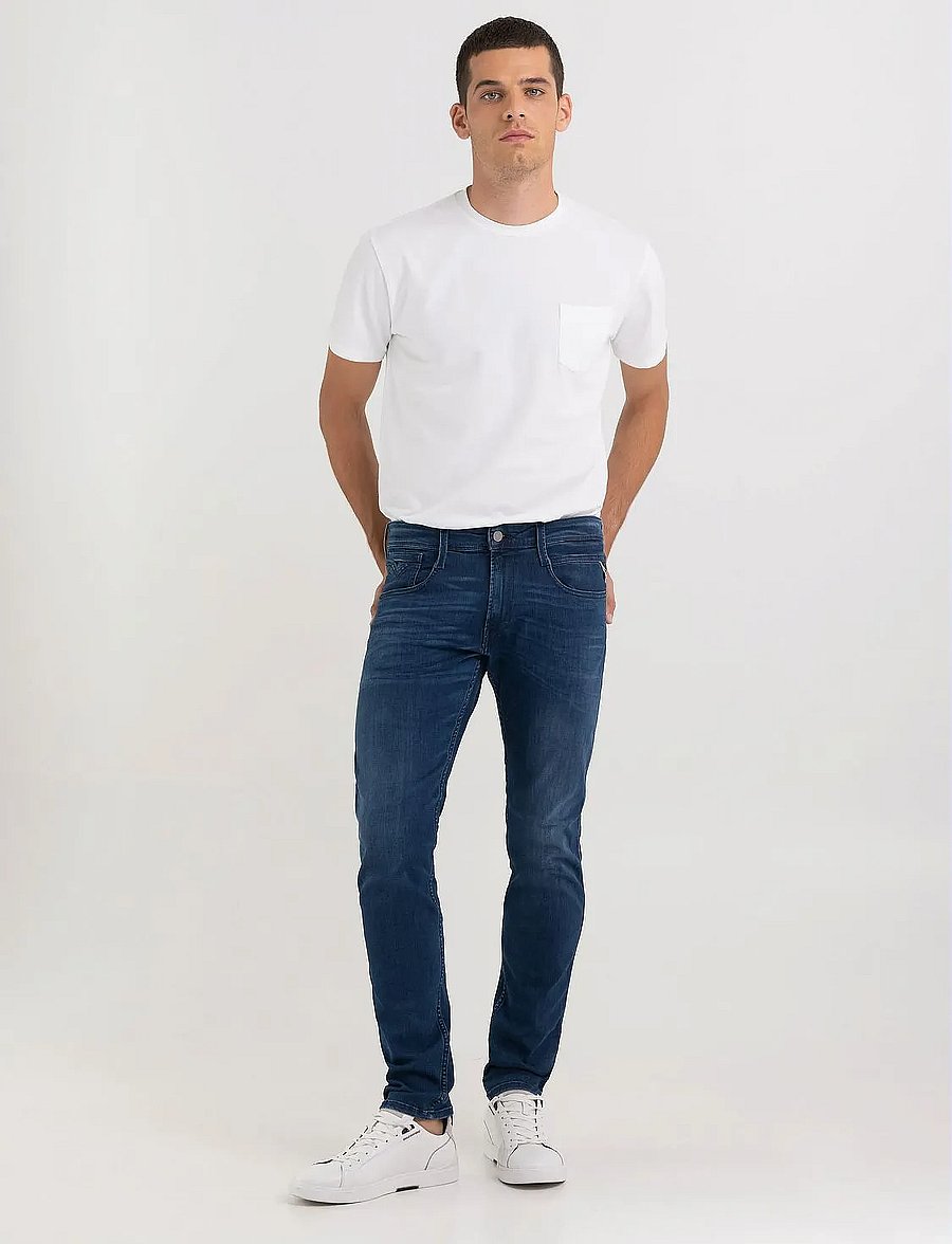 Replay - ANBASS Trousers SLIM 99 Denim - kitsad teksad - blue - 0