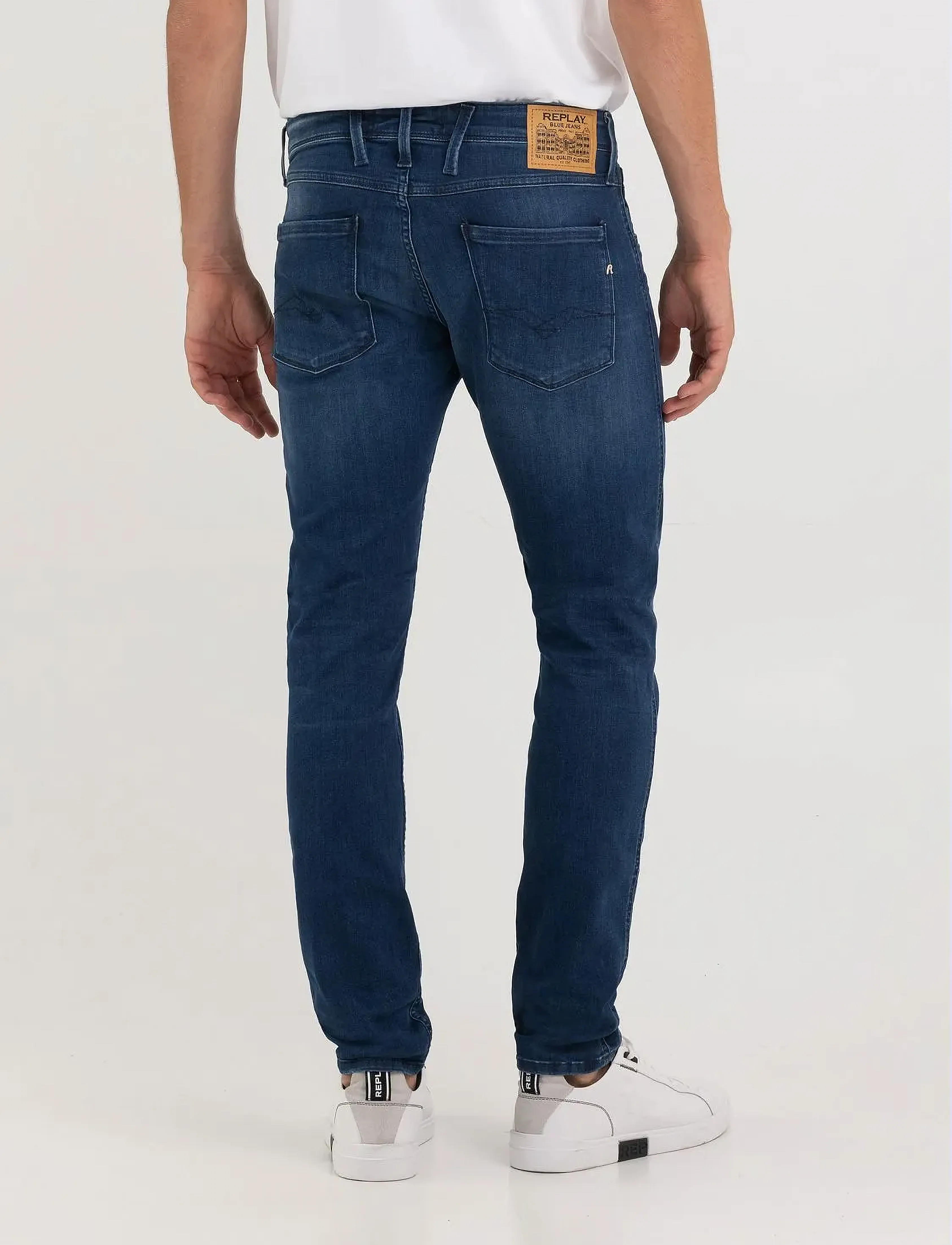Replay ANBASS Trousers SLIM 99 Denim - Kitsad teksad - MEDIUM BLUE / blue