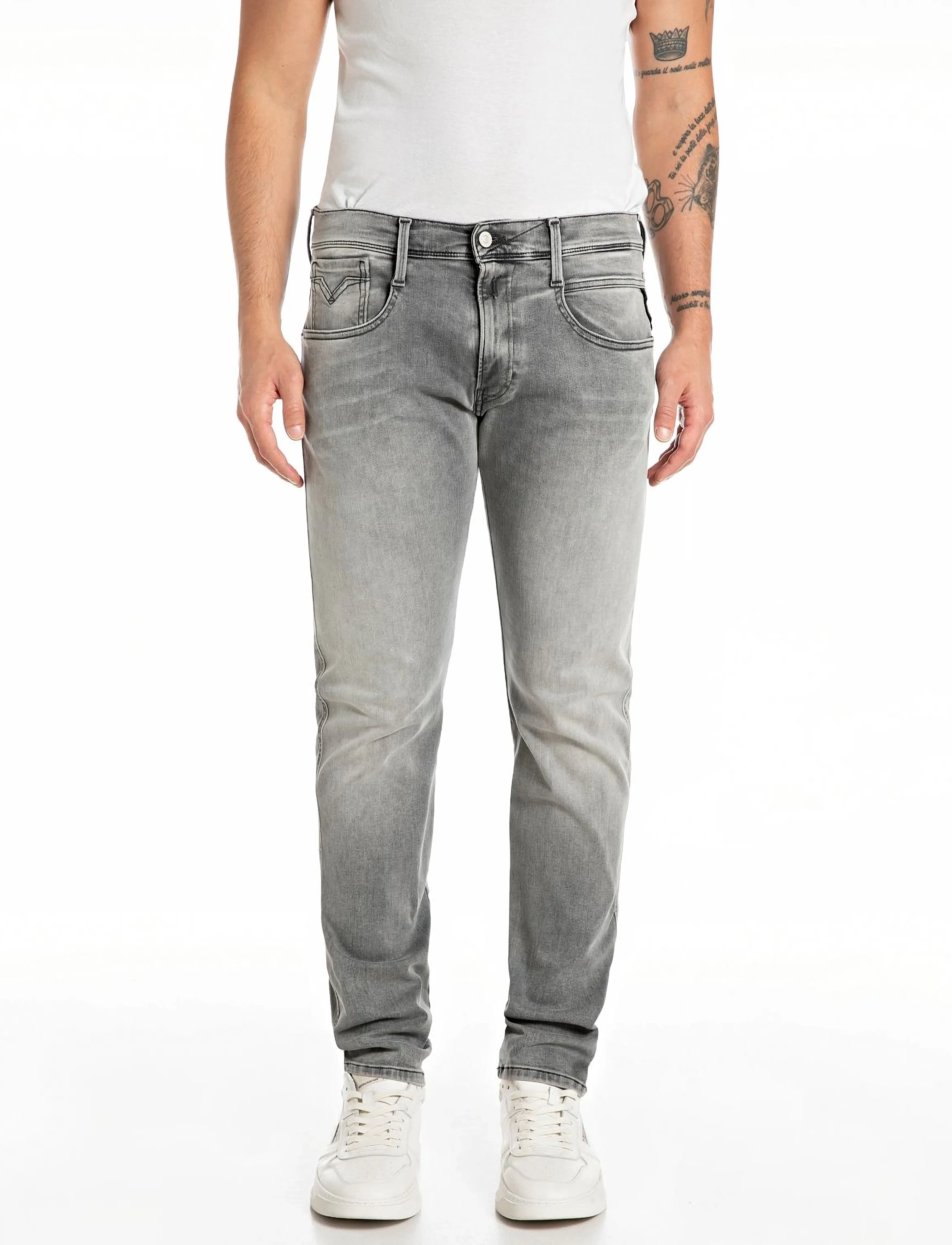Replay Anbass Trousers Slim Hyperflex Dust, 29 x 34, Grey, Jeans > Smalle, Herre