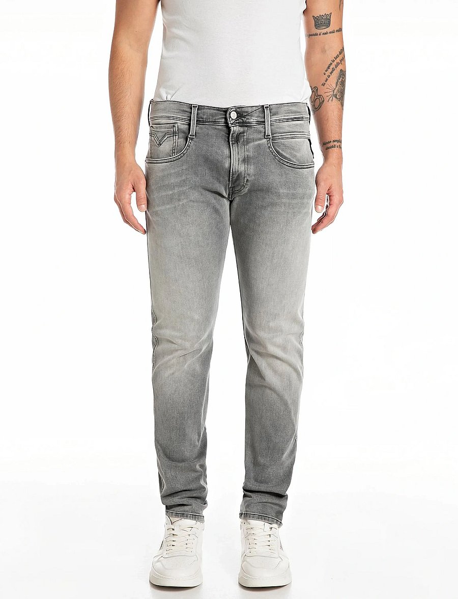 Replay - ANBASS Trousers SLIM Hyperflex Dust - slim-gallabuxur - grey - 0