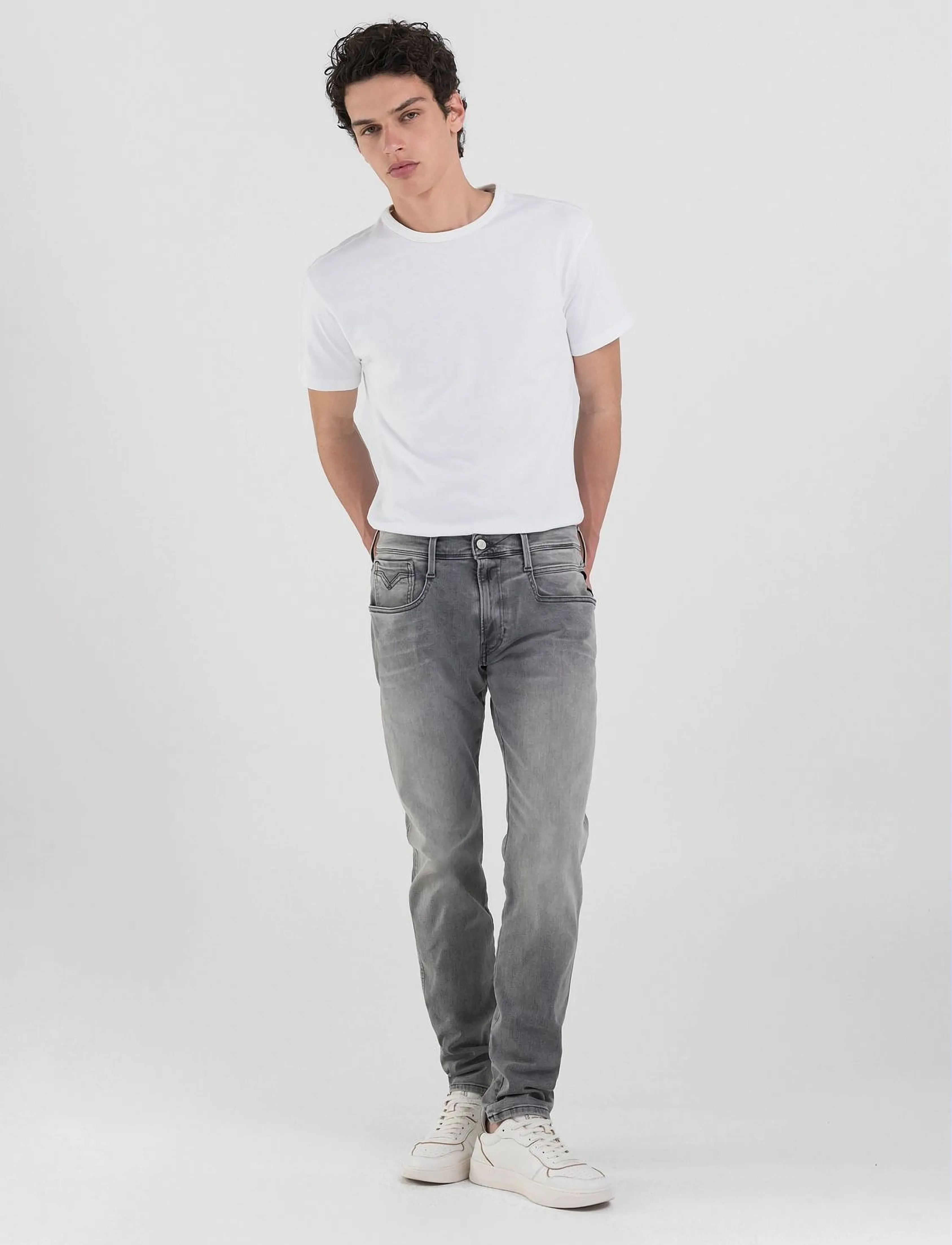 Replay - ANBASS Trousers SLIM Hyperflex Dust - slim-gallabuxur - grey - 5