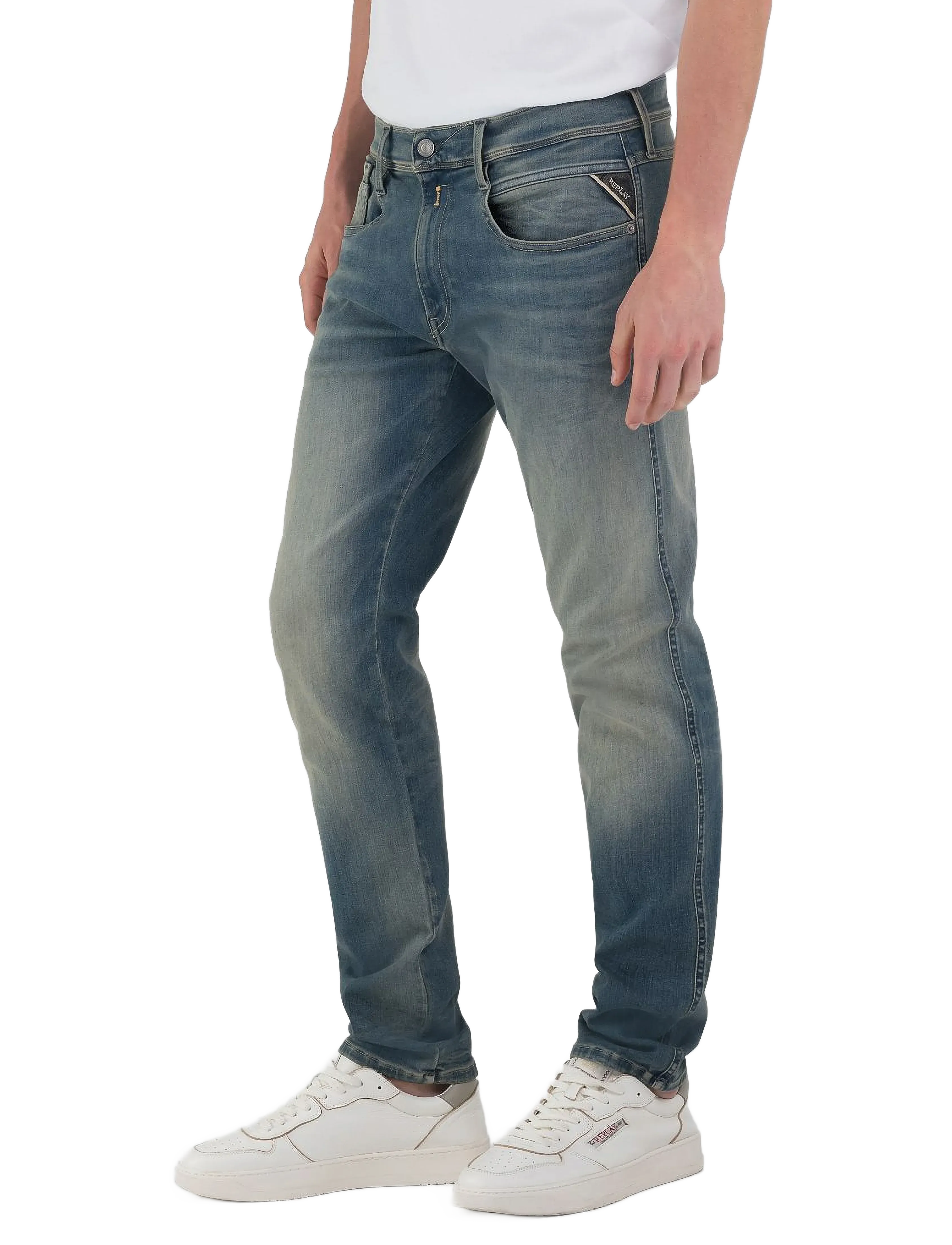 Replay Anbass Trousers Slim Hyperflex Dust, 36 x 32, Jeans, Blau - Slim, Männerswear
