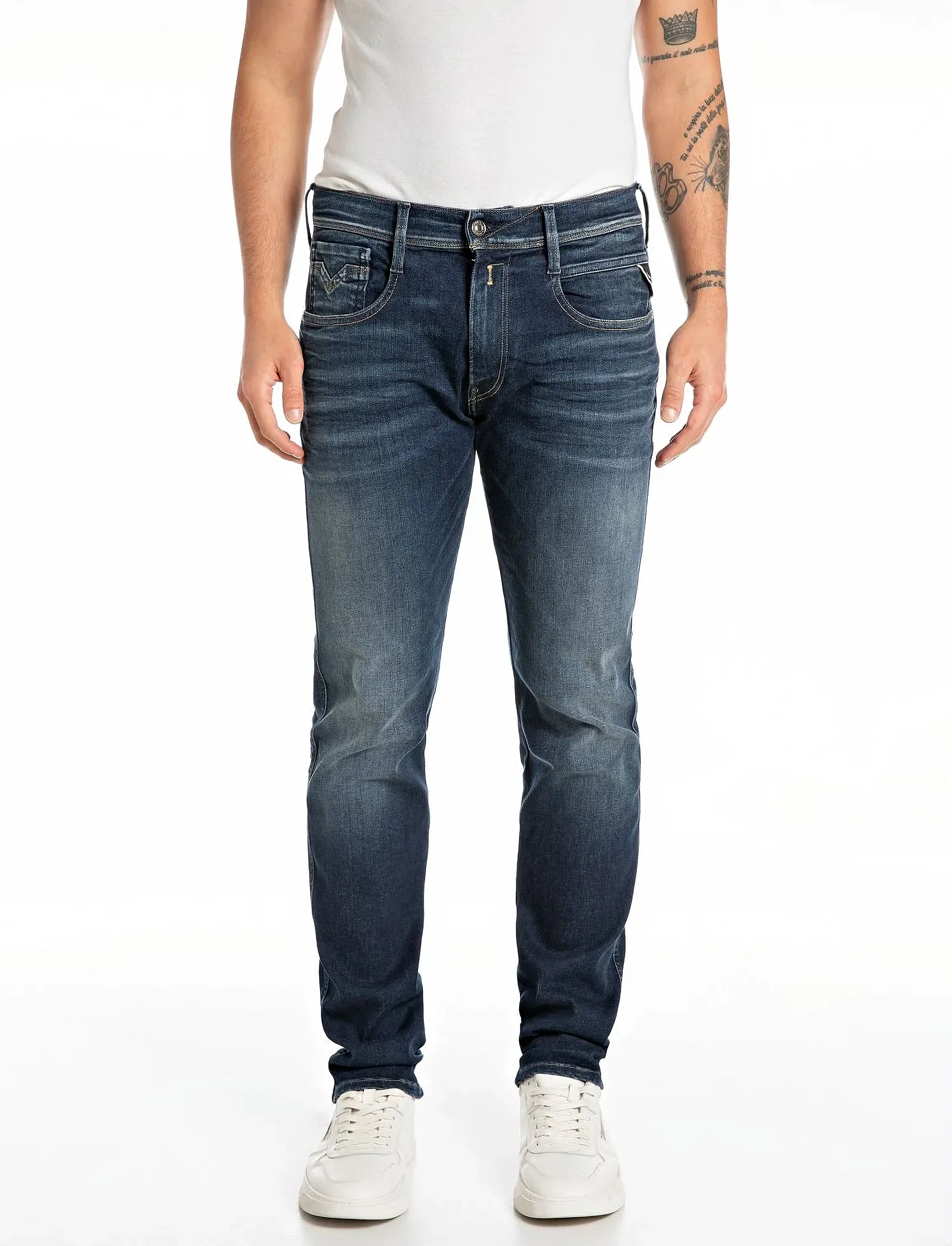 Replay Anbass Trousers Slim Hyperflex Dust, 33 x 34, Jeans, Blau - Slim, Männerswear