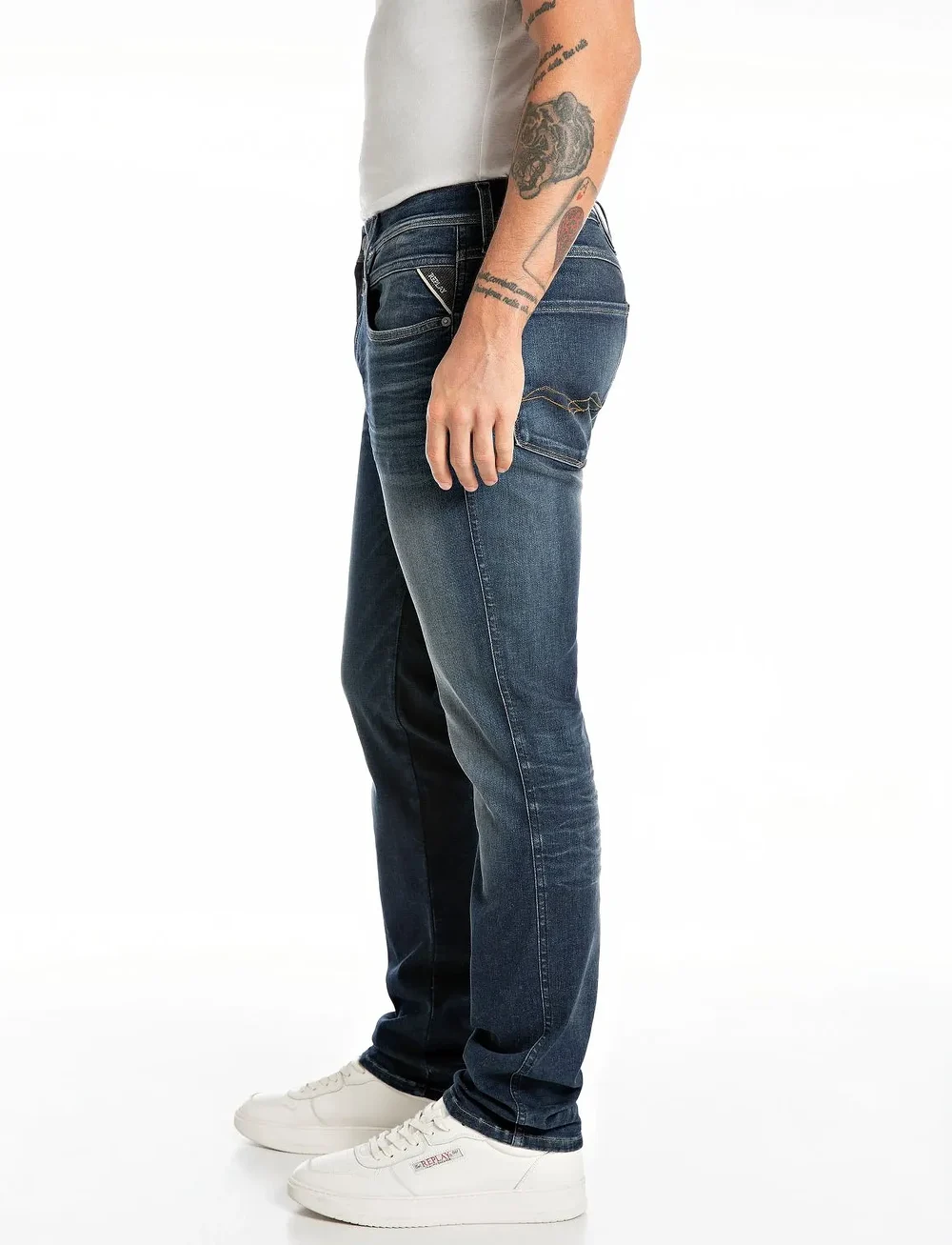 Replay - ANBASS Trousers SLIM Hyperflex Dust - slim jeans - dark blue - 4