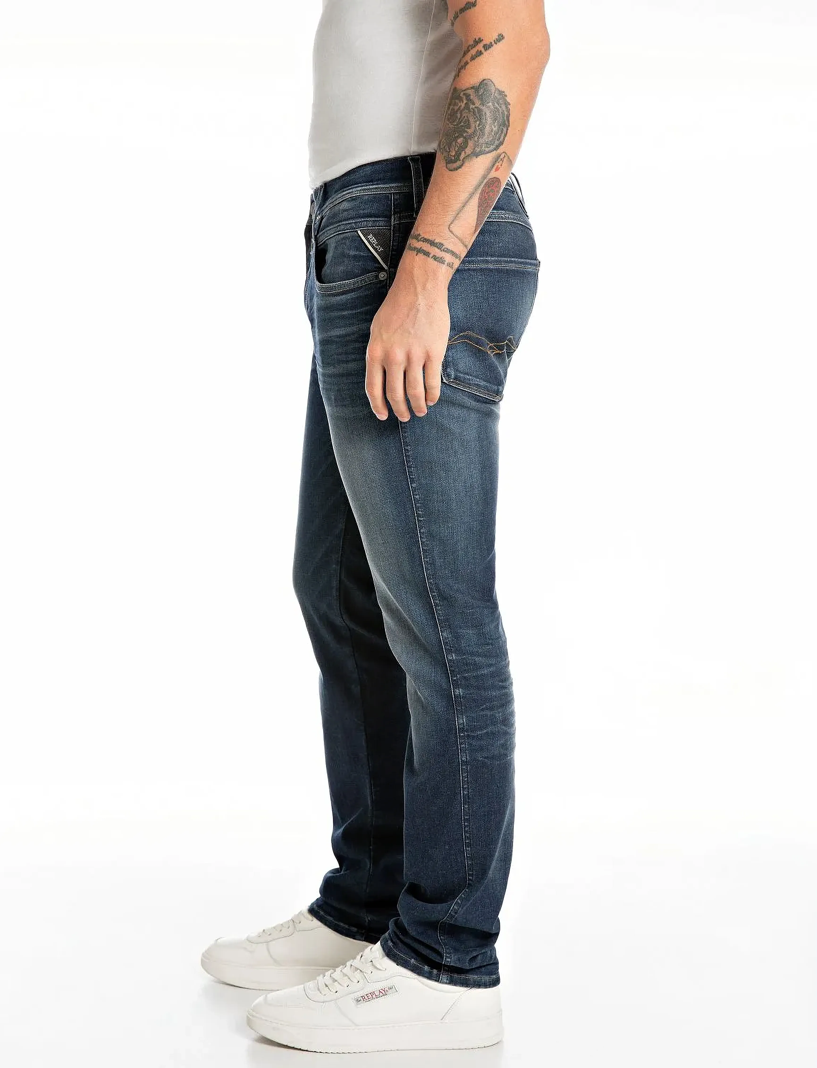 Replay - ANBASS Trousers SLIM Hyperflex Dust - dark blue - 4