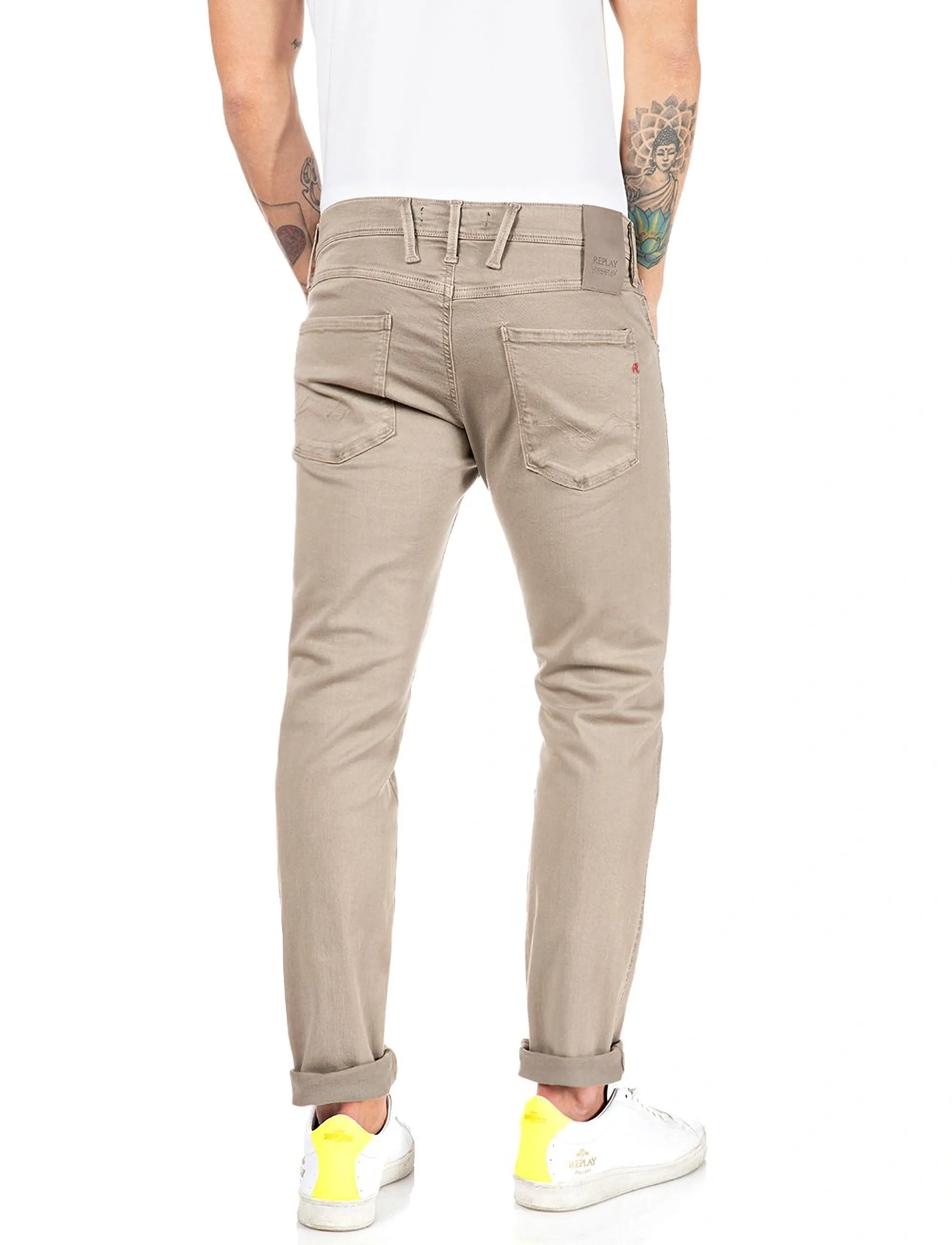 Replay - ANBASS Trousers SLIM Hyperflex Colour XLite - kitsad teksad - beige - 3