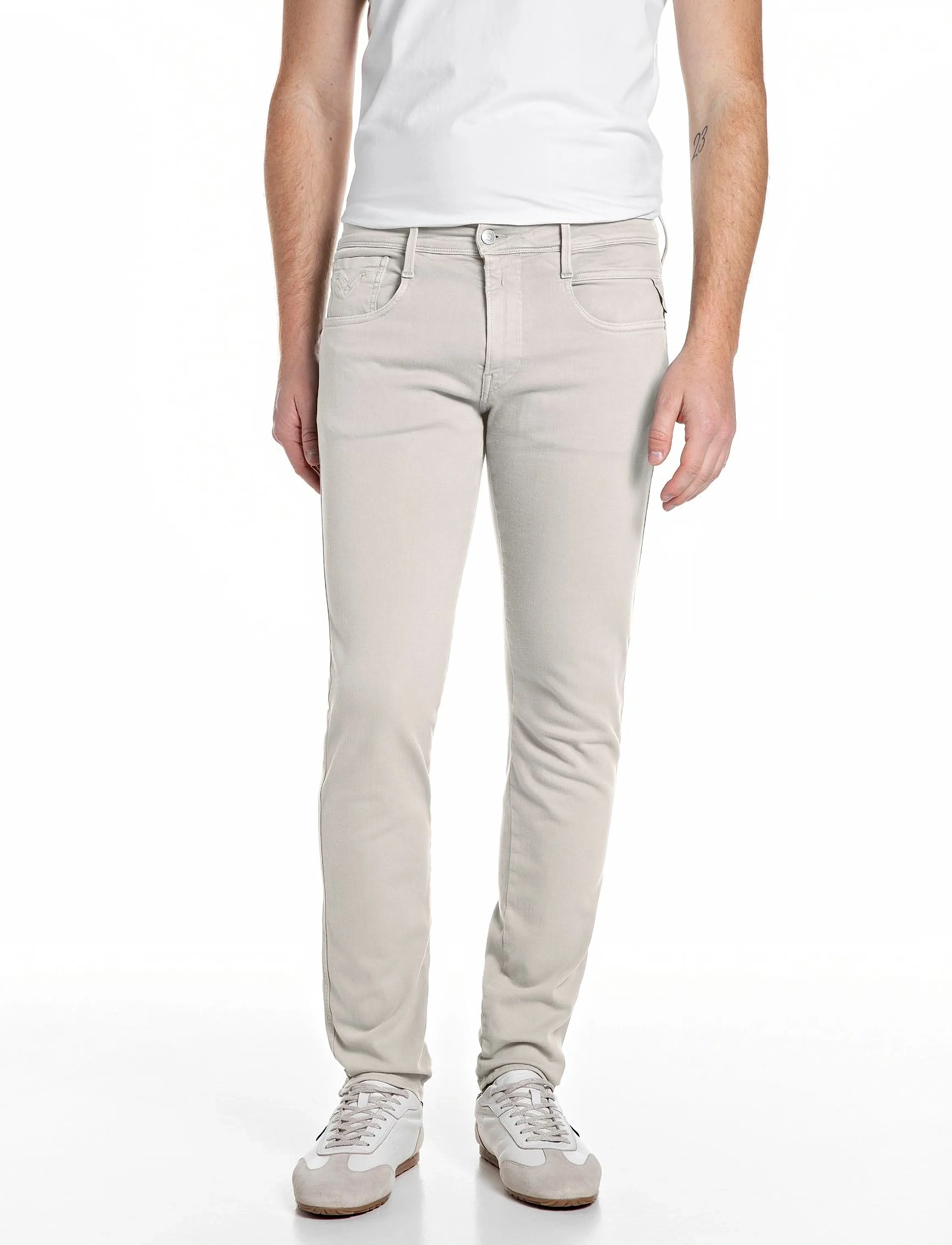 Replay ANBASS Trousers SLIM Hyperflex Colour XLite - Jeans - BEIGE / beige