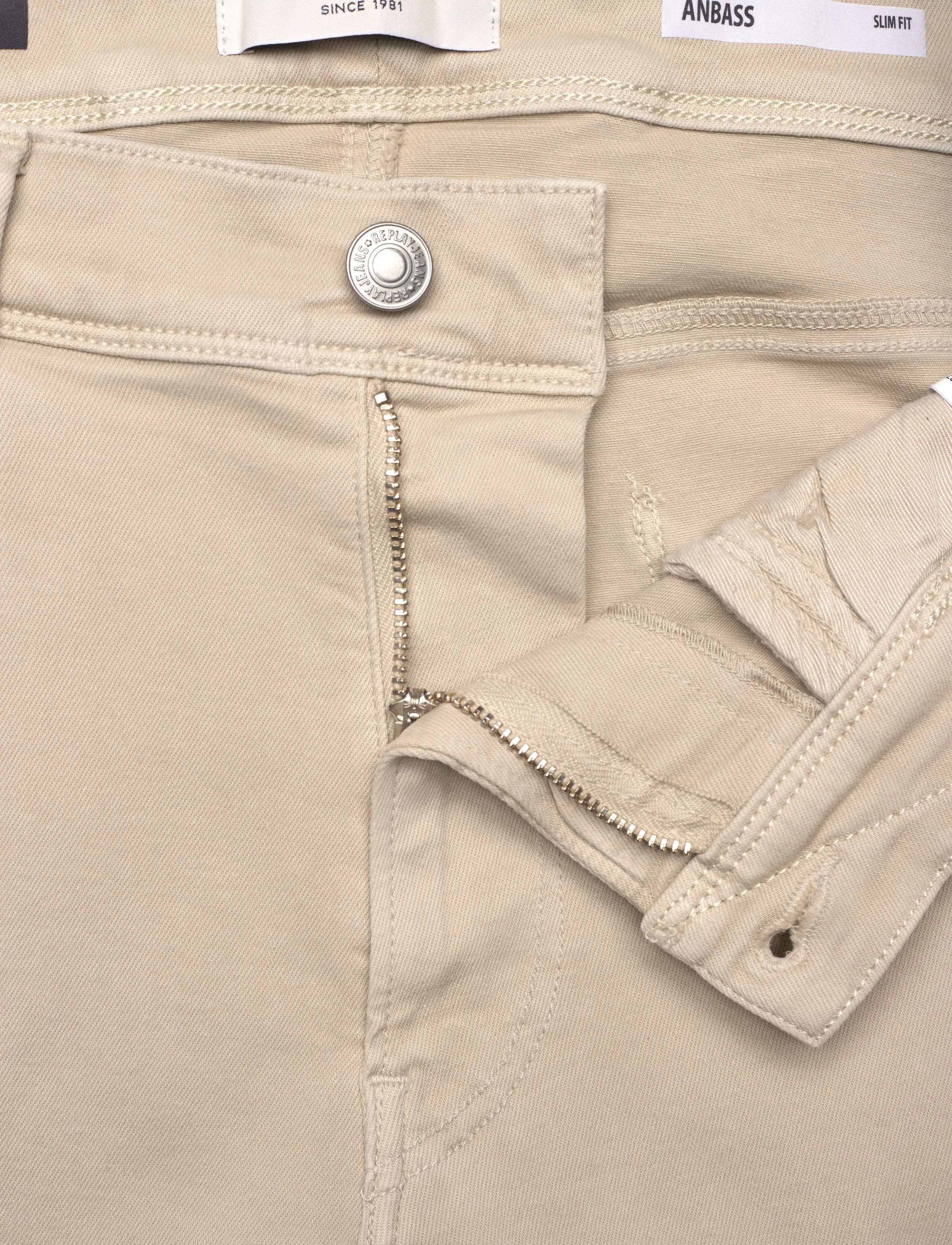Replay - ANBASS Trousers SLIM Hyperflex Colour XLite - slim fit -farkut - beige - 5