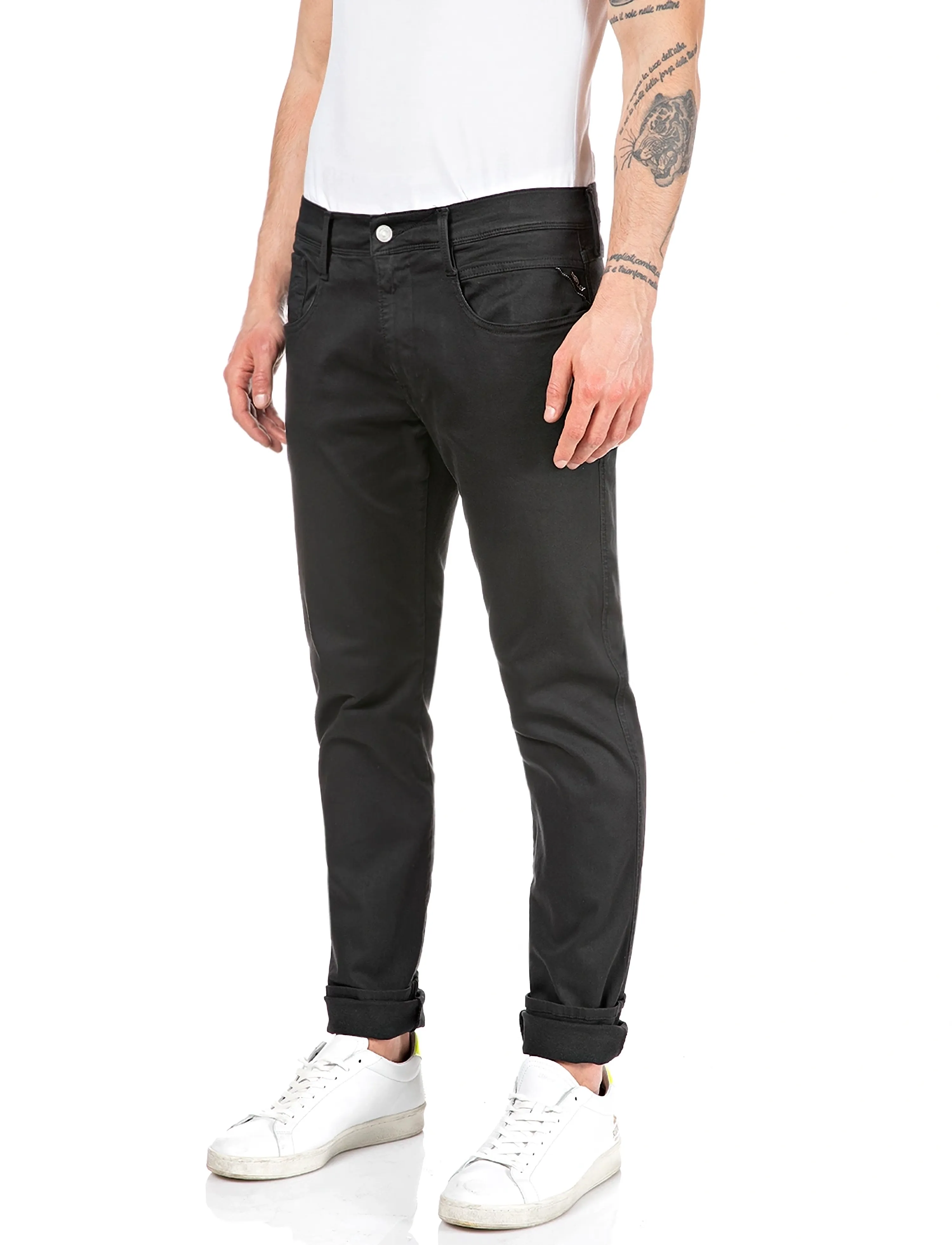 Replay - ANBASS Trousers SLIM Hyperflex Colour XLite - slim jeans - black - 1