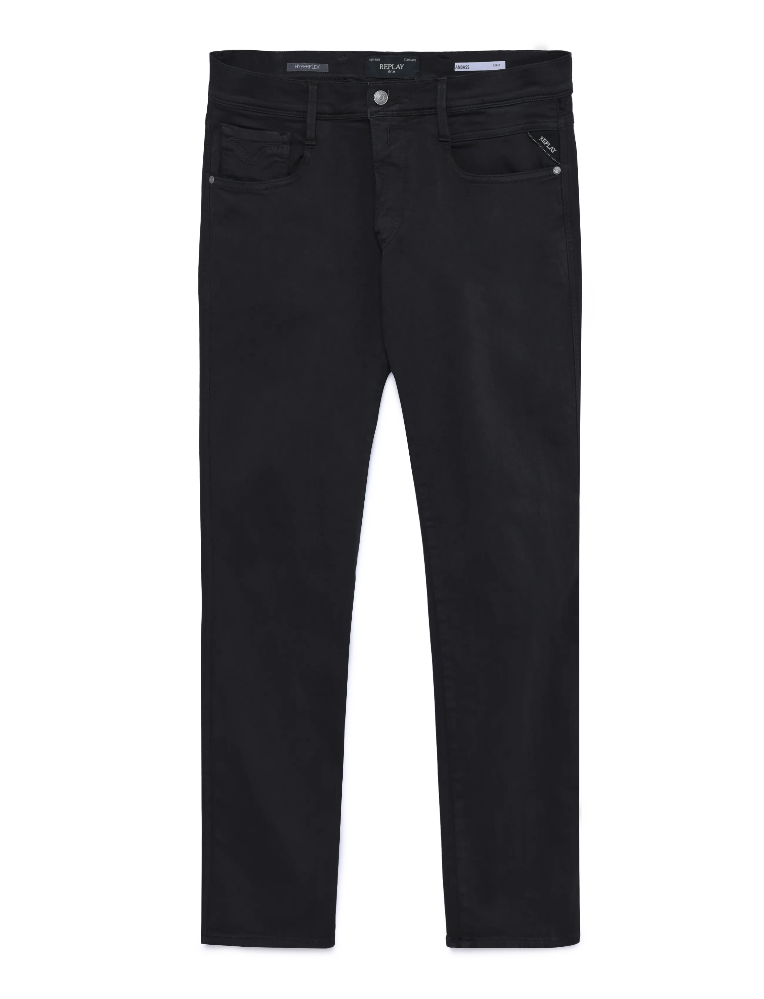 Replay ANBASS Trousers SLIM Hyperflex Colour XLite - Replay Men - BLACK / black