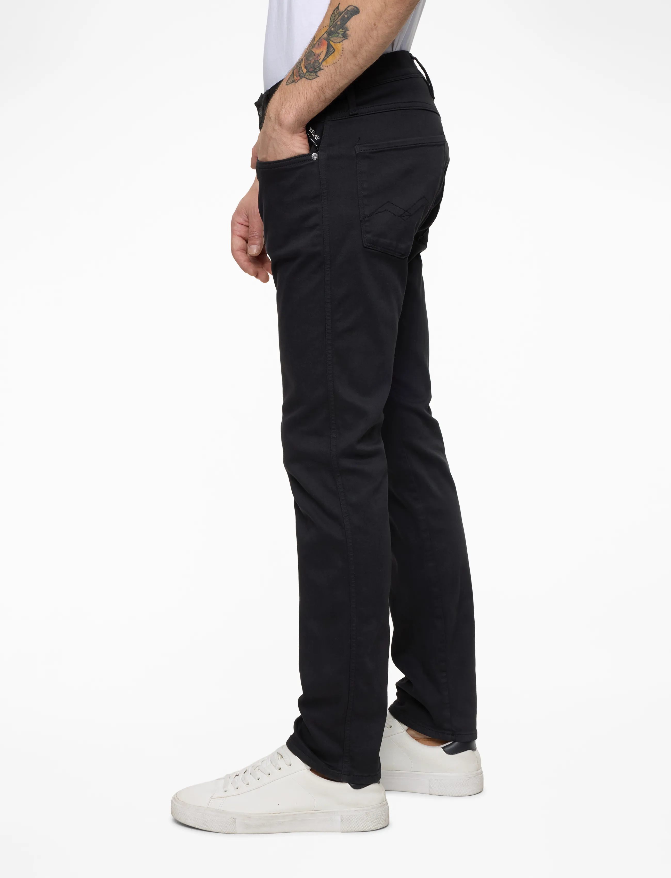 Replay - ANBASS Trousers SLIM Hyperflex Colour XLite - kitsad teksad - black - 3
