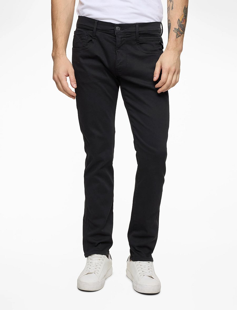 Replay - ANBASS Trousers SLIM Hyperflex Colour XLite - kitsad teksad - black - 0