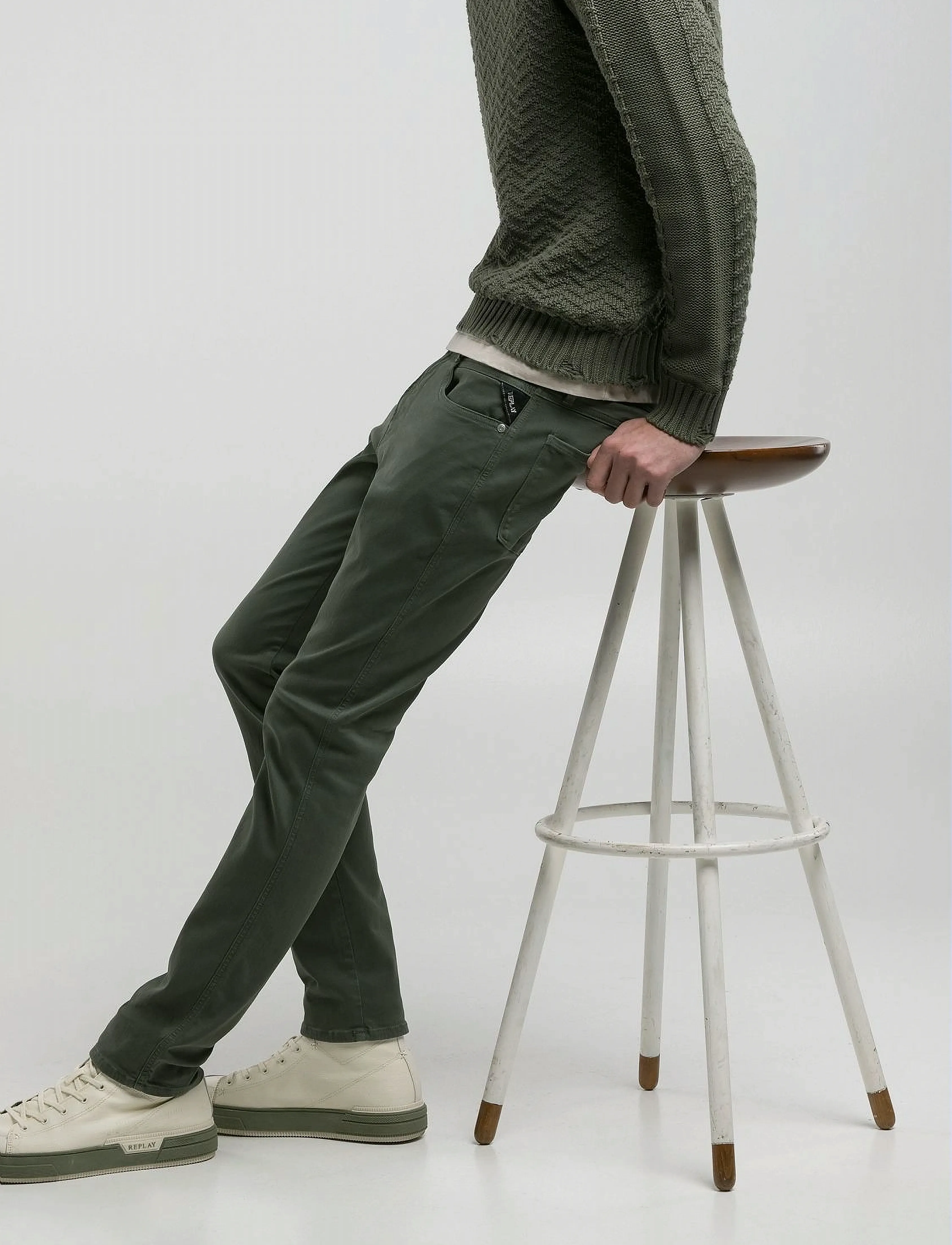 Replay - ANBASS Trousers SLIM Hyperflex Colour XLite - kitsad teksad - green - 3