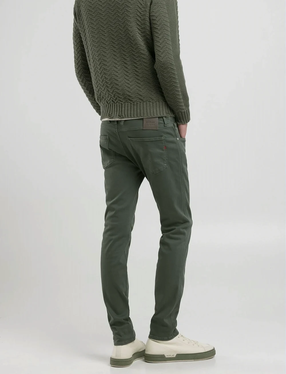 Replay - ANBASS Trousers SLIM Hyperflex Colour XLite - slim jeans - green - 4