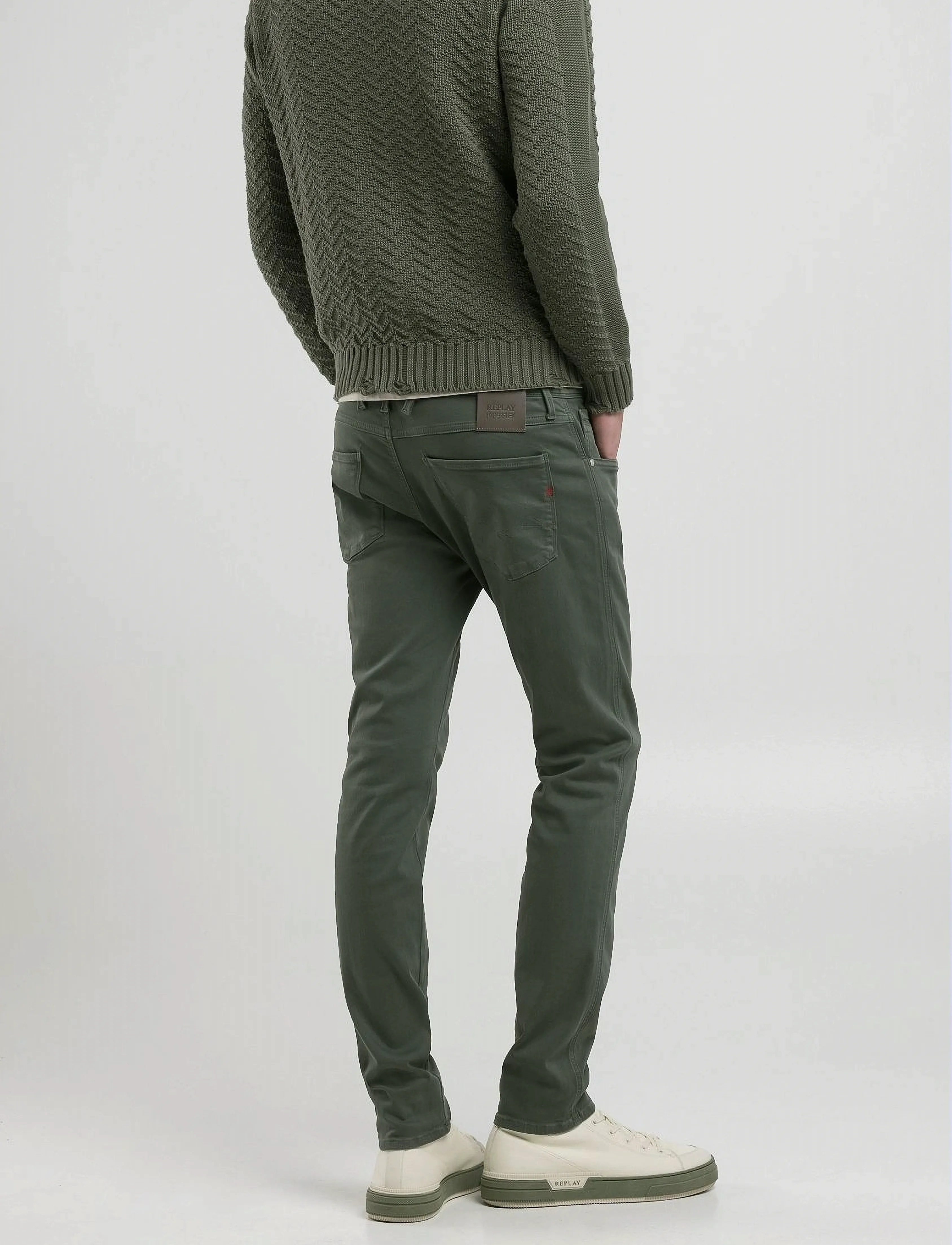 Replay - ANBASS Trousers SLIM Hyperflex Colour XLite - kitsad teksad - green - 4