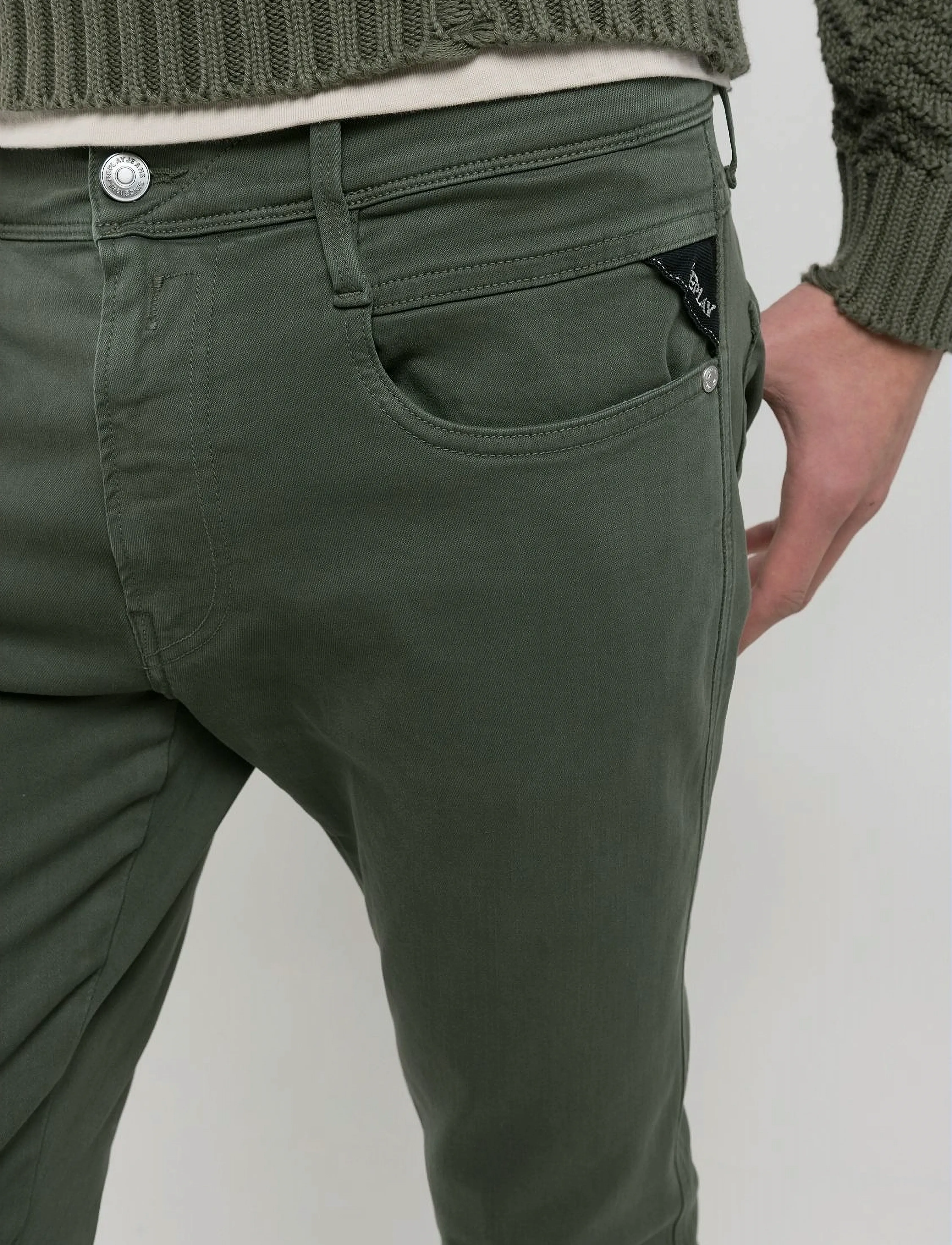 Replay - ANBASS Trousers SLIM Hyperflex Colour XLite - kitsad teksad - green - 5