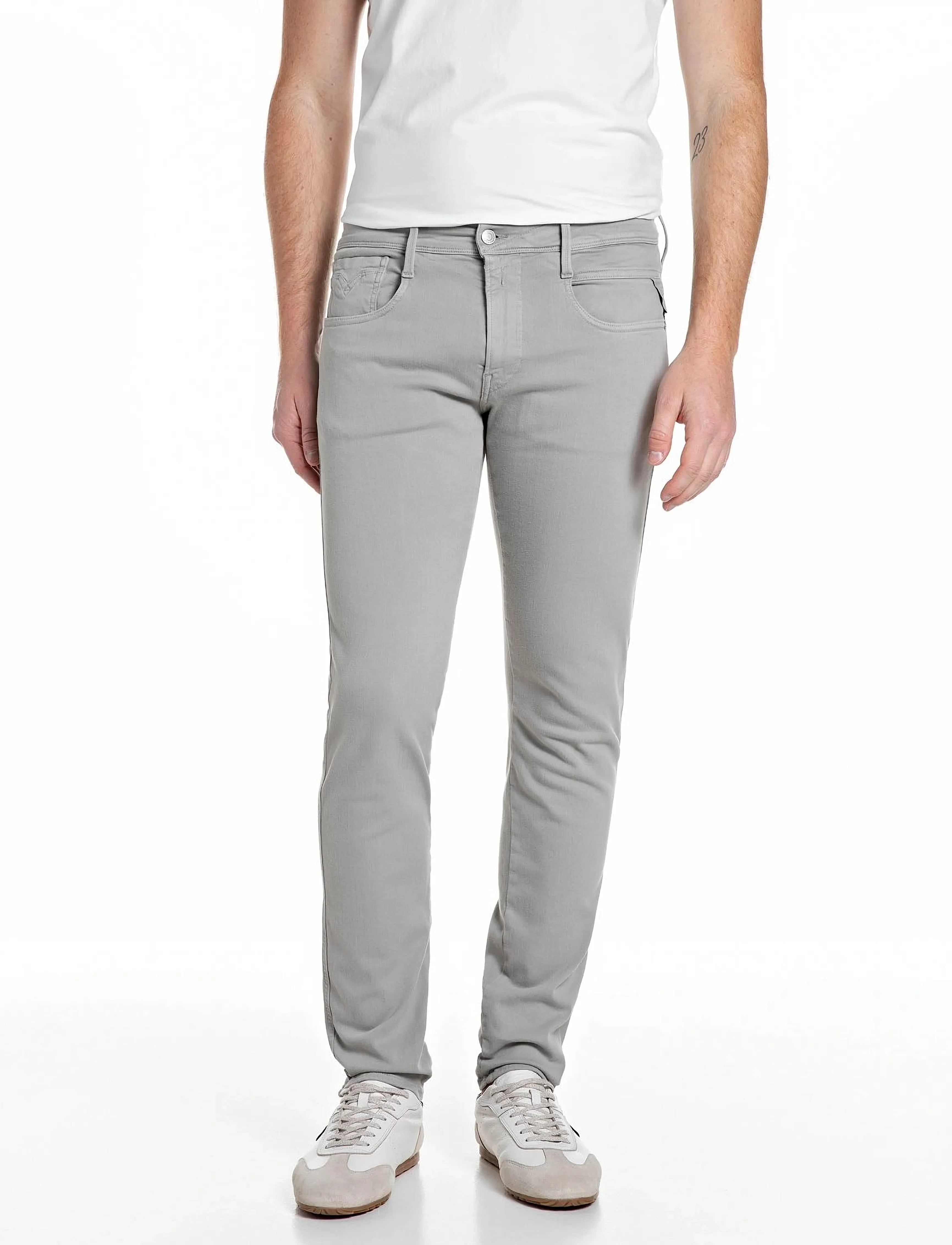 Replay ANBASS Trousers SLIM Hyperflex Colour XLite - Slim jeans - GREY / grey