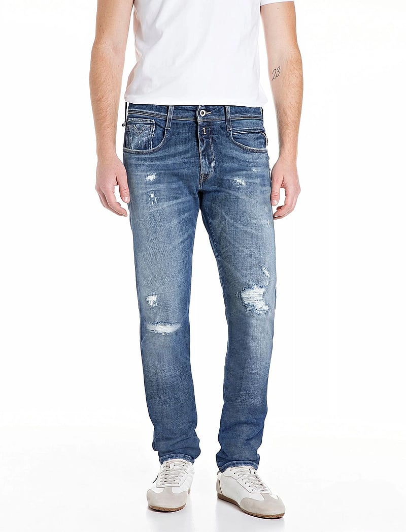 Replay - ANBASS Trousers SLIM AGED - slim jeans - medium blue - 0